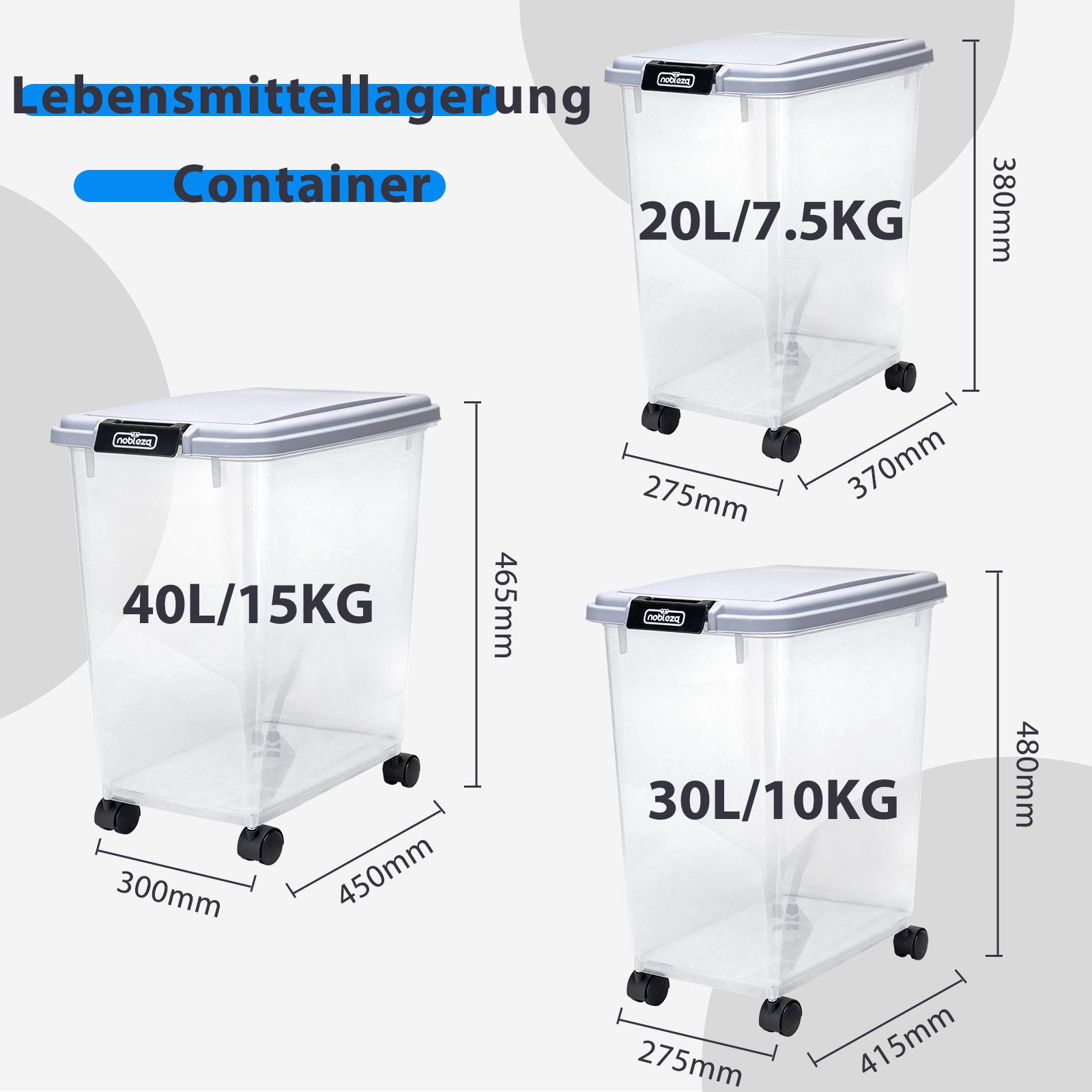 nobleza Futterbehälter Futterbehälter für Haustiere 20 L\30L\40L