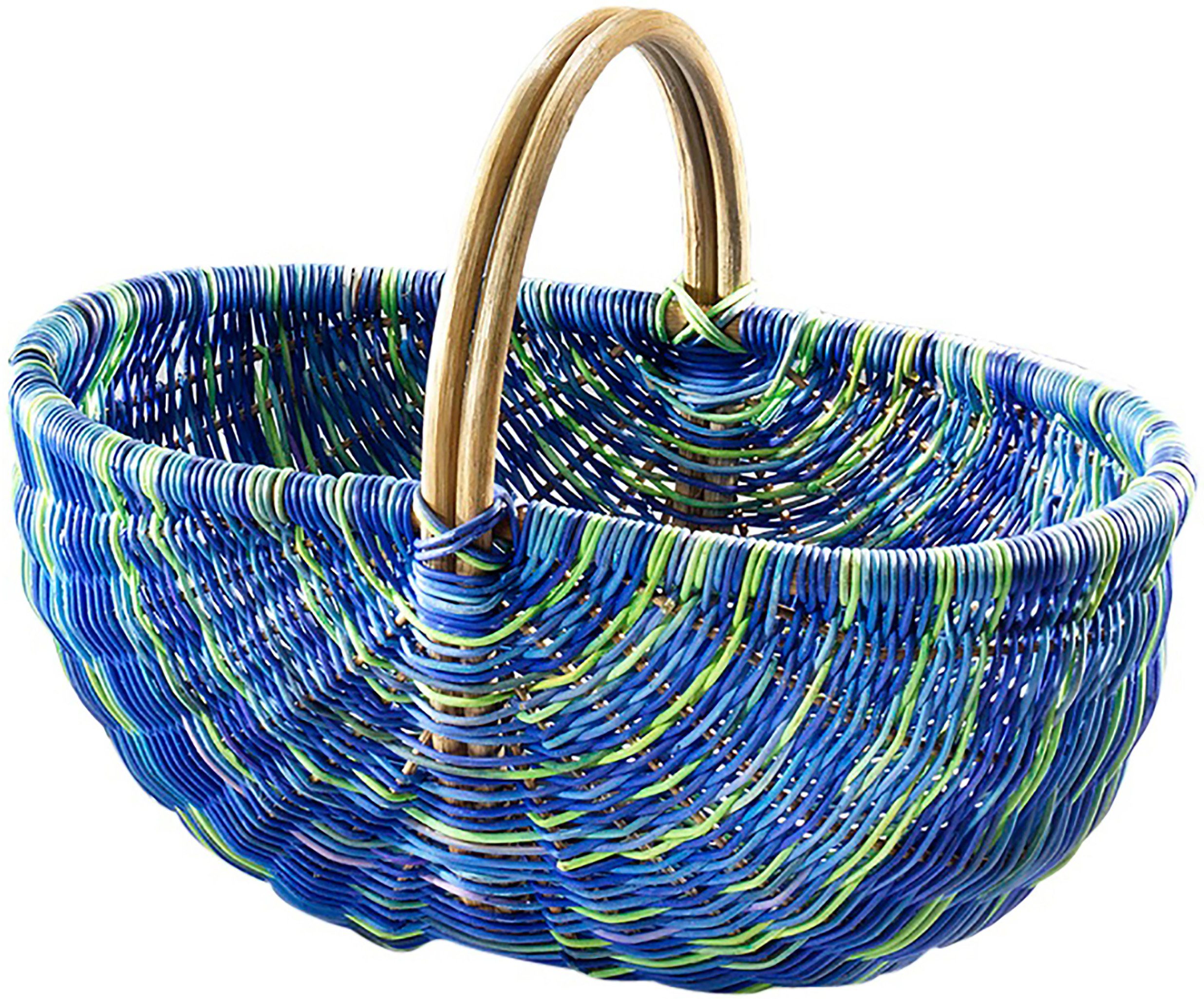 in multicolor cm, - 32.0 50x35x23 Rattankorb blau Kobolo Einkaufskorb l