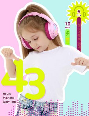 iclever mit LED-Leuchten, 74/85/94dB Lautstärkebegrenzung 43 Stunden Spielzeit Kinder-Kopfhörer (Leuchtende LED, Sicherer Hörgenuss, Einfache Bedienung., Mit Stereo-Sound, Typ-C, AUX-Kabel, Bluetooth5.3)