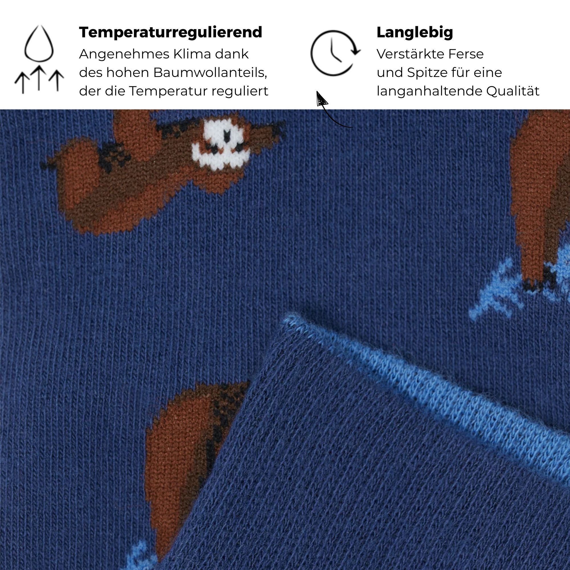 von Jungfeld Socken Faultier Icon Baumwoll-Mischung 35-46 Unisex (1-Paar, 1 Paar) Motivsocken aus Bio-Baumwolle