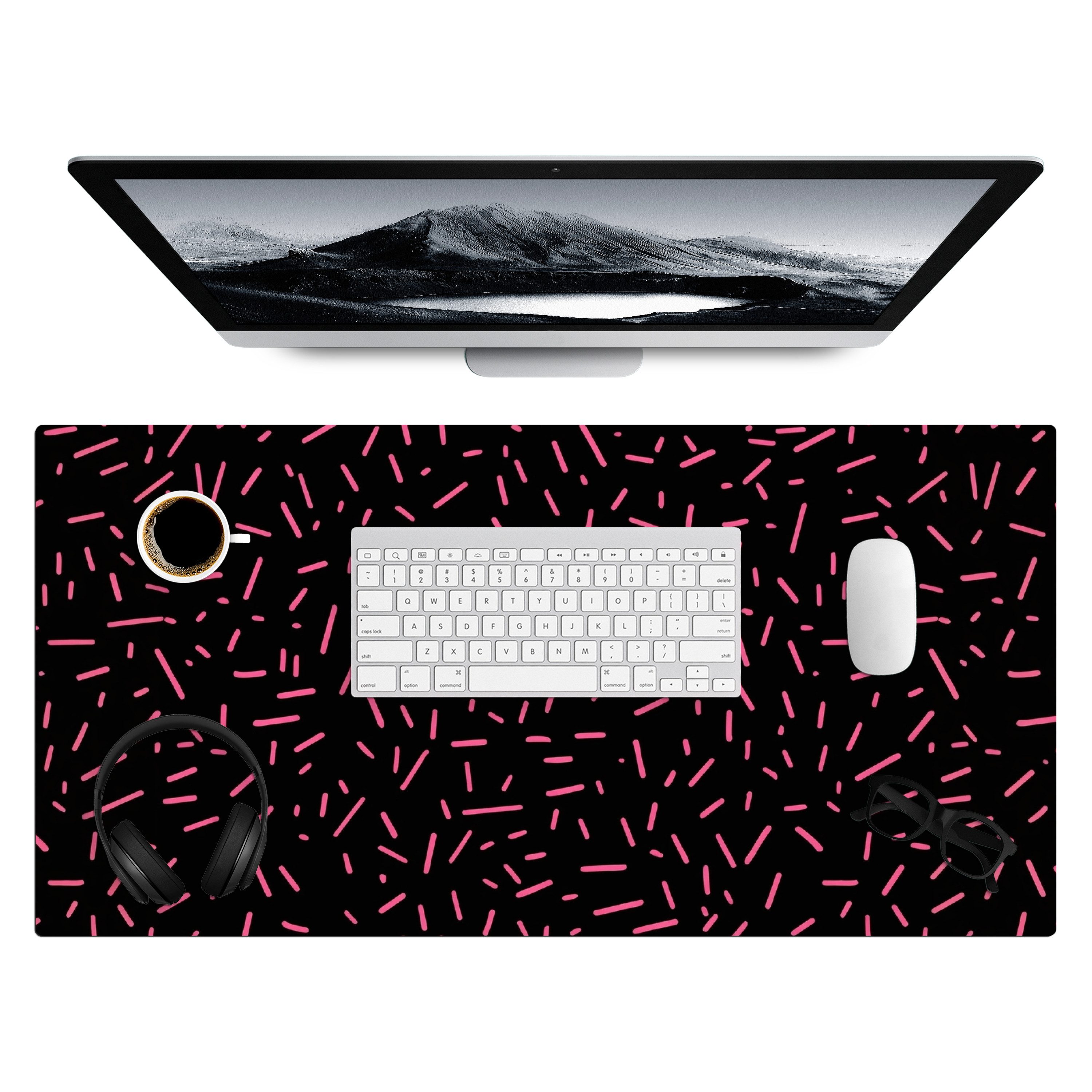 MuchoWow Gaming Mauspad Spiele - Streifen - Rosa - Abstrakt (1-St), Gaming Mauspad XXL, Schreibtischunterlage, Desk Mat Groß, 80x40 cm