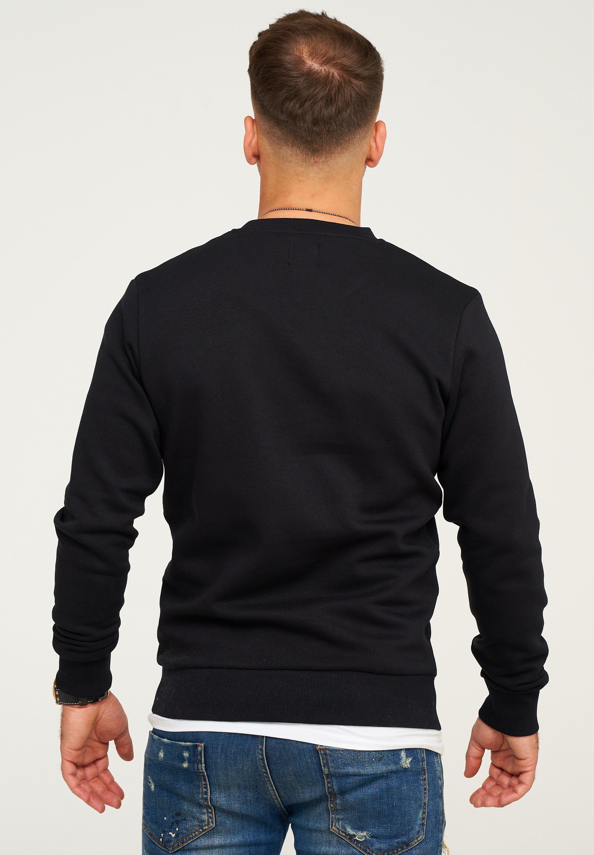 Jack & Jones Sweatshirt LABO SWEAT CREW NECK Rundhals Pullover mit Print Baumwollmischung Langarm Sweater