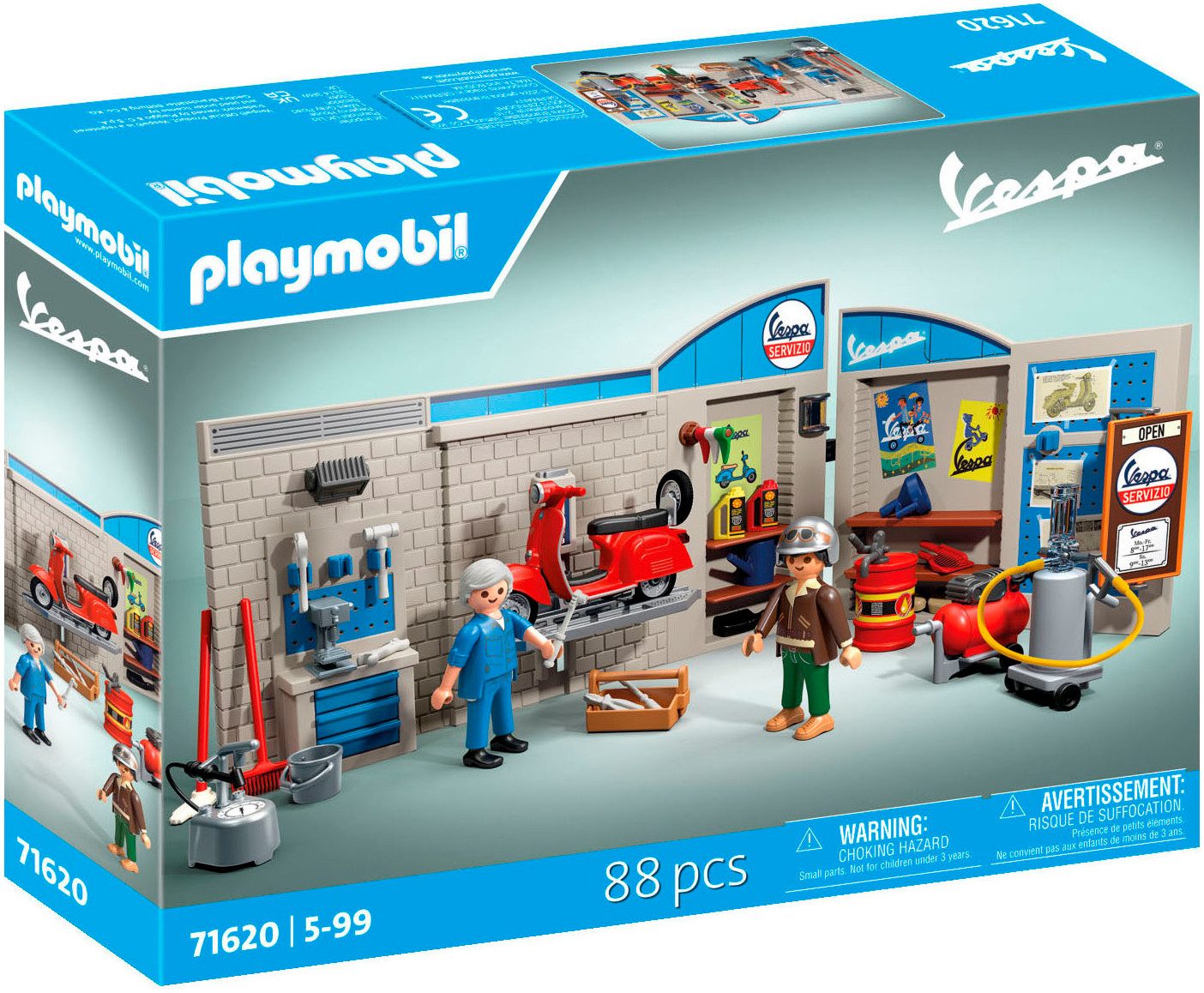 Playmobil® 60s Vespa Garage (71620), Vespa Konstruktions-Spielset, (88 St), günstig online kaufen
