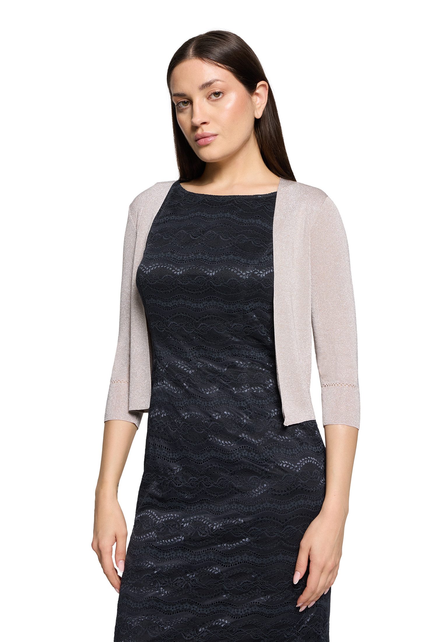 Vera Mont Strickjacke Damen Strickbolero ohne Verschluss (1-tlg) Glitzer