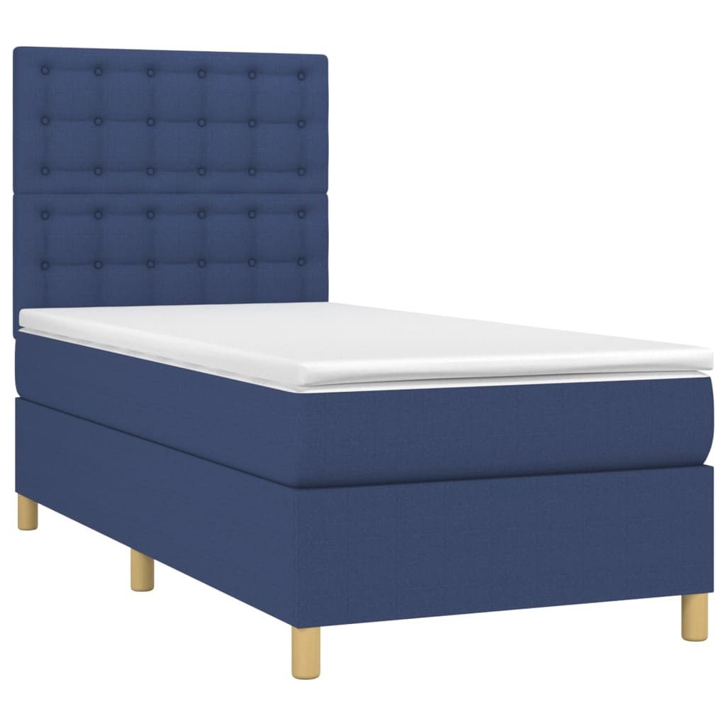 Bett Boxspringbett mit Matratze Blau 90x200 cm Stoff