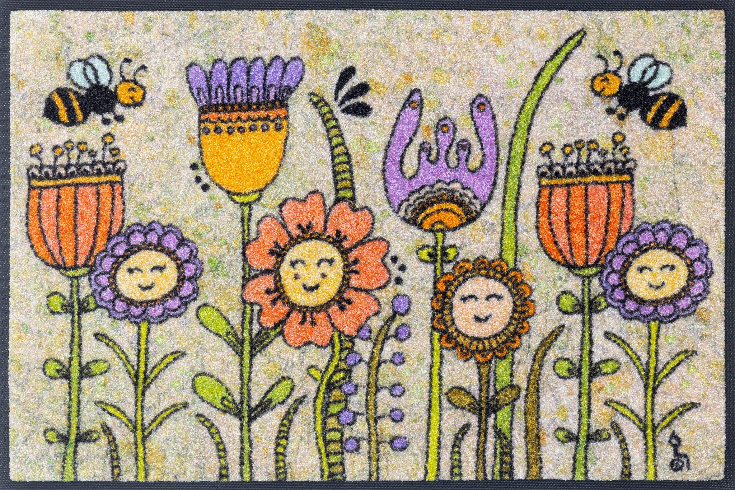 wash+dry by Kleen-Tex Fußmatte Friendly Flowers, rechteckig, Höhe: 7 mm
