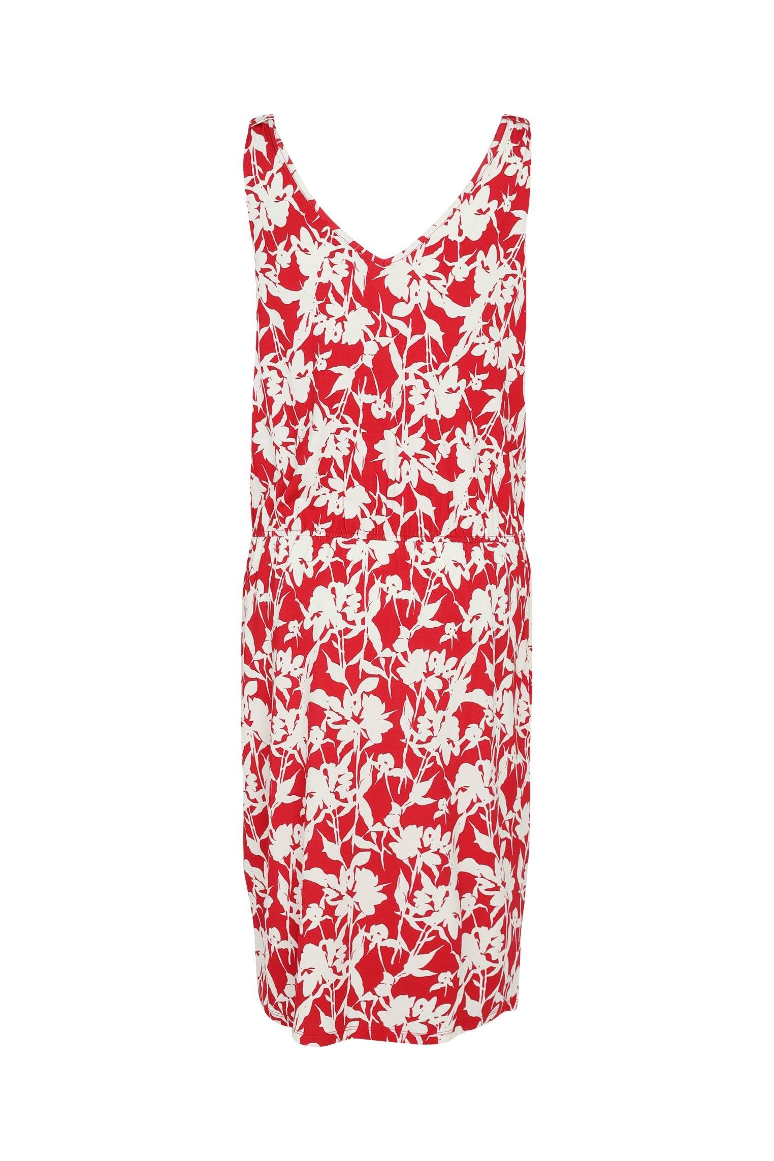 A-Linien-Kleid Viskosekleid Mit Abstraktem Blumenmuster Kurzes Cassis Himbeere