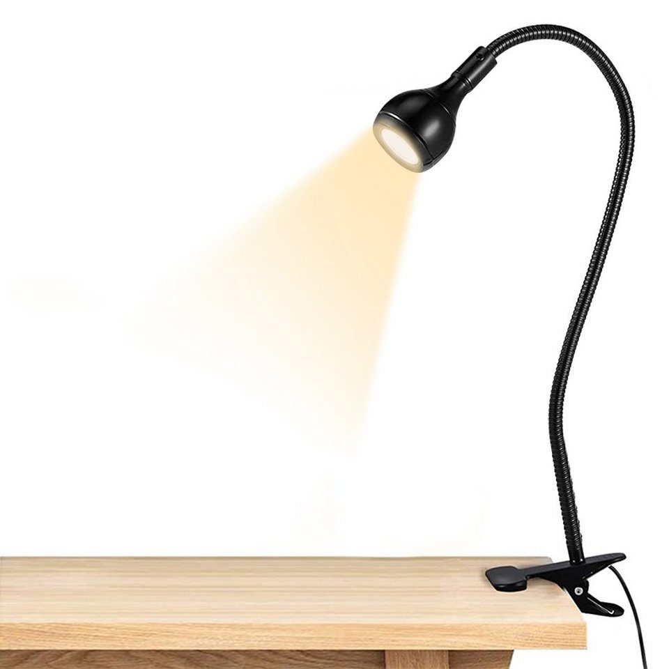 Rosnek LED Klemmtischleuchte LED-Leselicht, Clip-on Schreibtischlampe, USB,  Augenschutz, Warmweißes Licht, Warmes Weiß, Weiße, 360° flexibel  Schwanenhals