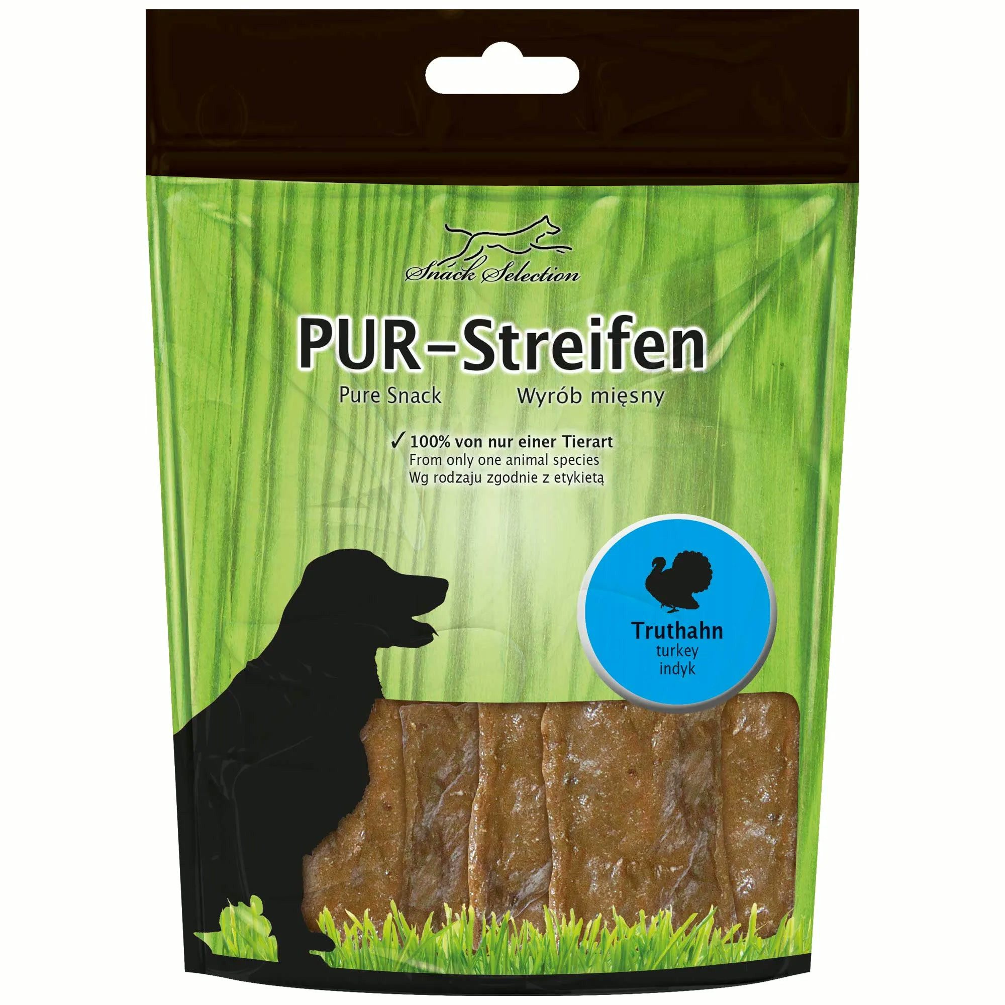 Greenhound PUR Streifen Truthahn - Zäh, aber weich – leicht teilbar & gut kaubar Truthahn, Snack für: Hunde, Monoprotein: 100 % Fleisch einer Tierart