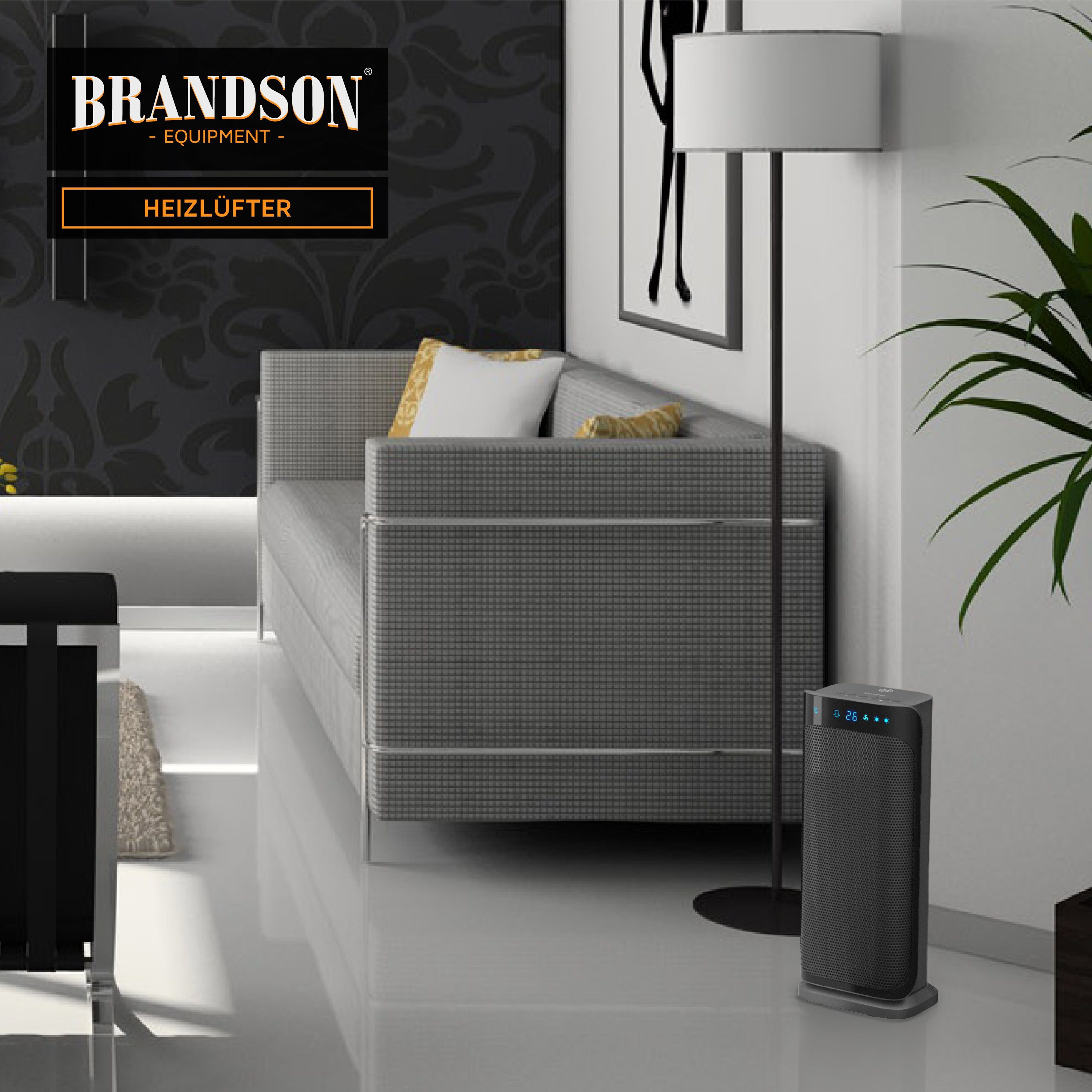Brandson / W, Timer, Badezimmer grau 2000 Heizlüfter, schwarz Keramikheizlüfter leise, Oszillation, Fernbedienung,