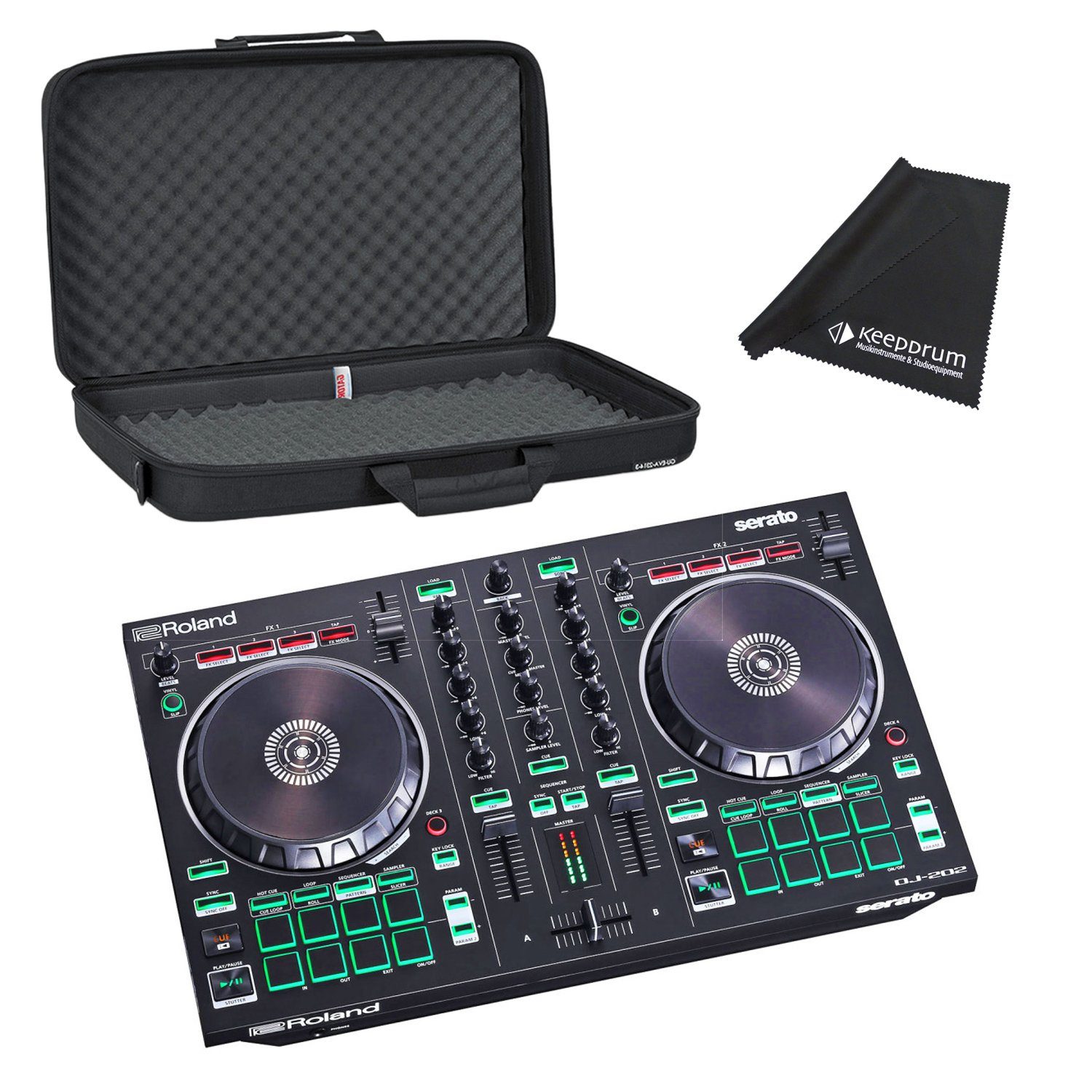 Roland DJ Controller Roland DJ-202 USB-DJ-Controller mit Tasche und Tuch