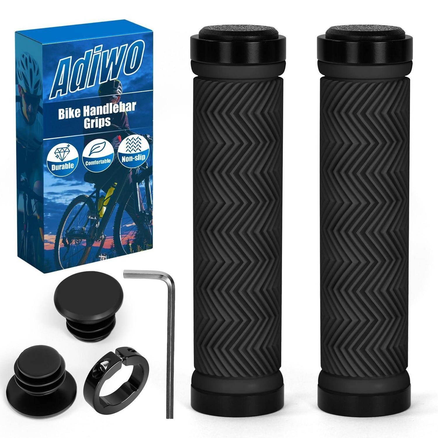 LuxusKollektion Fahrradlenker Fahrradgriffe ergonomisch rutschfest universal MTB Typ F Schwarz