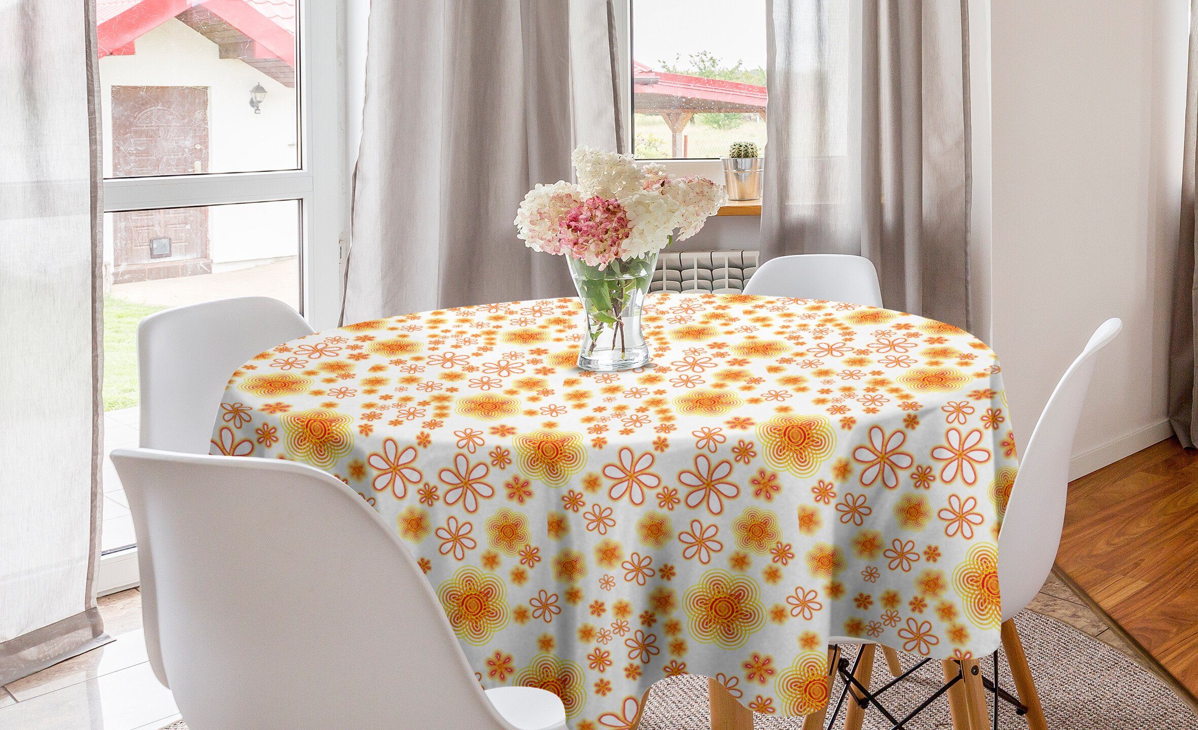 Abakuhaus Tischdecke Kreis Tischdecke Abdeckung für Esszimmer Küche Dekoration, Blumen Abstrakt Sommer-Muster