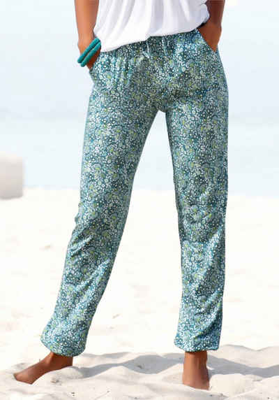 Vivance Jerseyhose mit Blümchendruck und Taschen, elastischer Bund, Strandhose