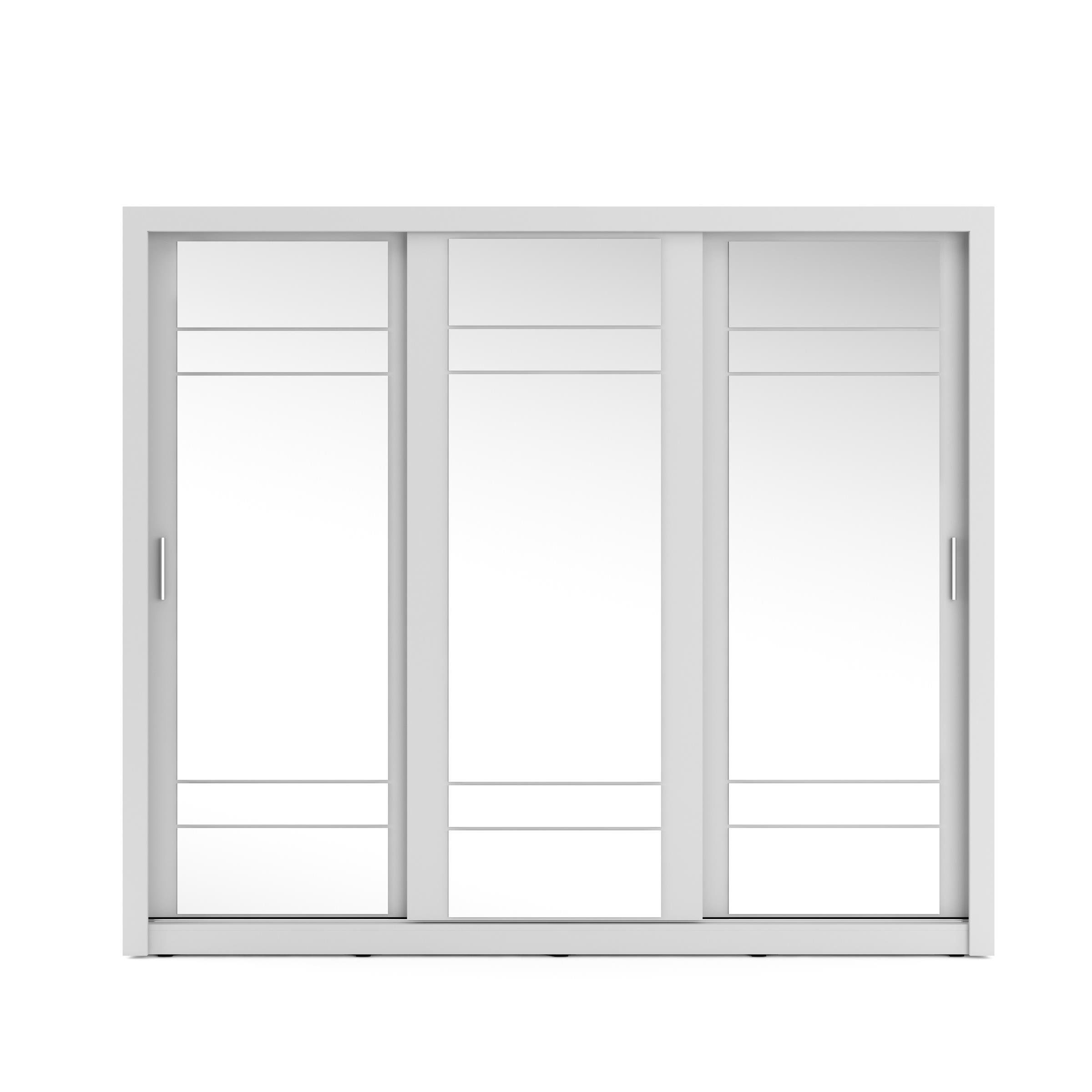 Kleiderschrank 02 Aufhänger, 3-türig, Weiß mit Compleo mit Spiegel 2 Schwebetürenschrank ARTI