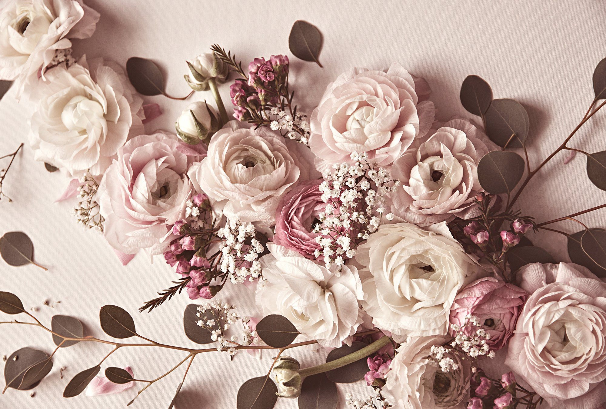 living walls Fototapete ARTist Flat Lay Flower, (Set, 4 St), Vlies, Wand, Schräge