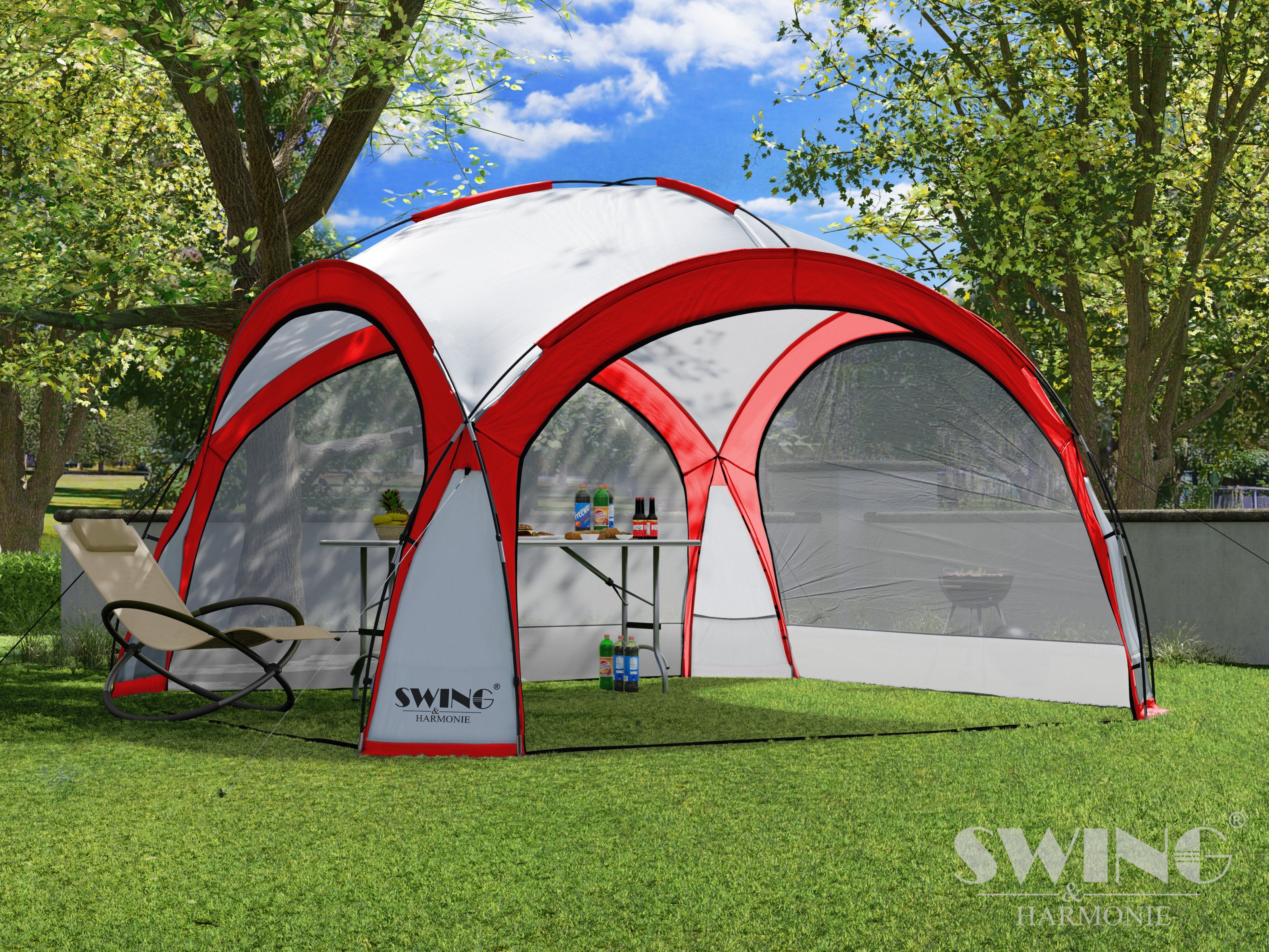 Swing&Harmonie Faltpavillon LED Event Pavillon 3,6 x 3,6m DomeShelter Garten inkl. Solarmodul – Bild 3 von 5