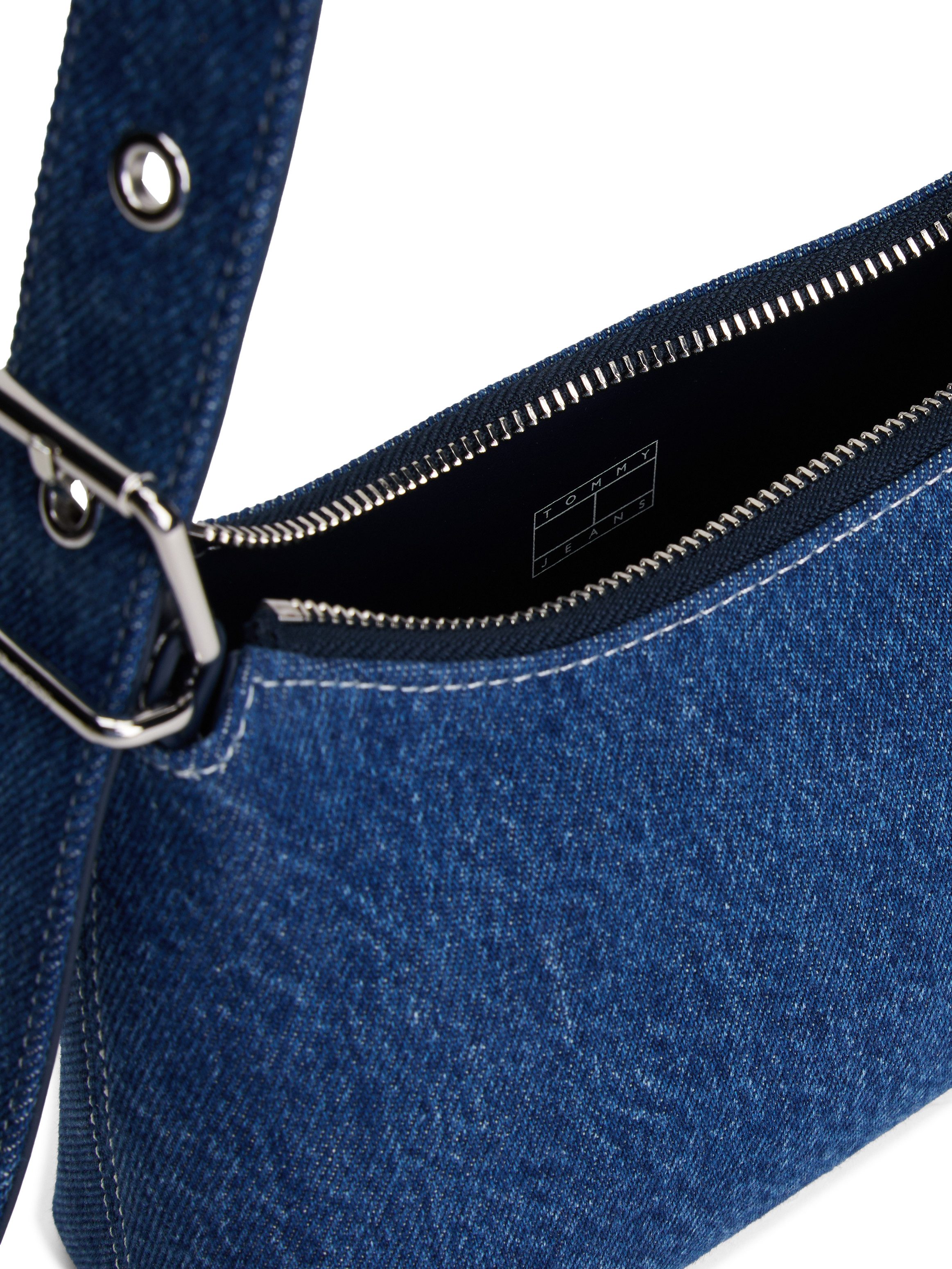 Tommy Jeans Schultertasche TJW COOL DENIM SHOULDER BAG, Damen Minibag, Umhängetasche mit Ziernähten