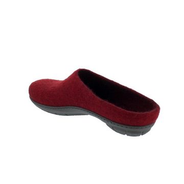 Magicfelt Wollfilz-Pantoffel, Rubin, rutschfeste Gummisohle, 17/736- PO 4823 Pantoffel