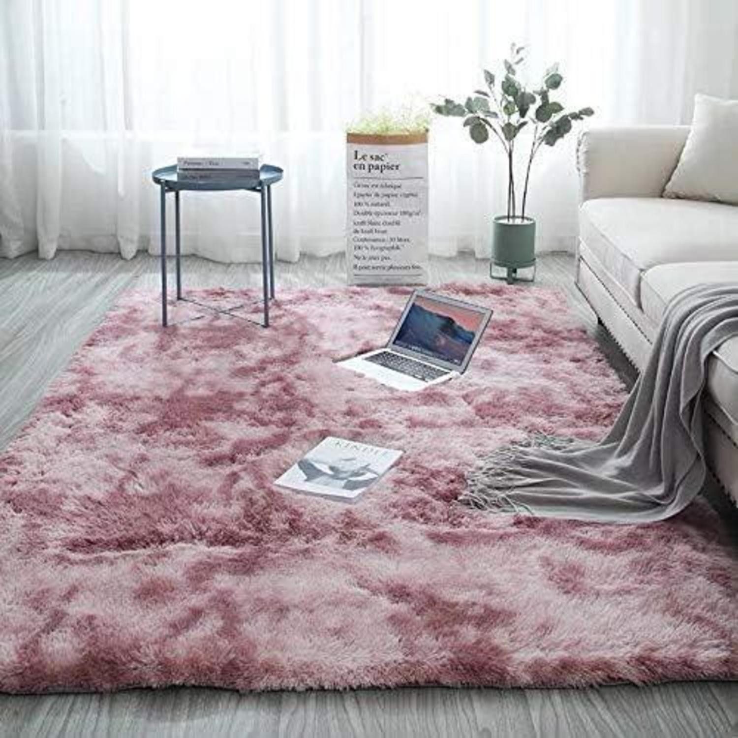 Pauwer Fellteppich Weicher Fluffy Teppich Kunstpelz Bodenteppich Rutschfester Indoor