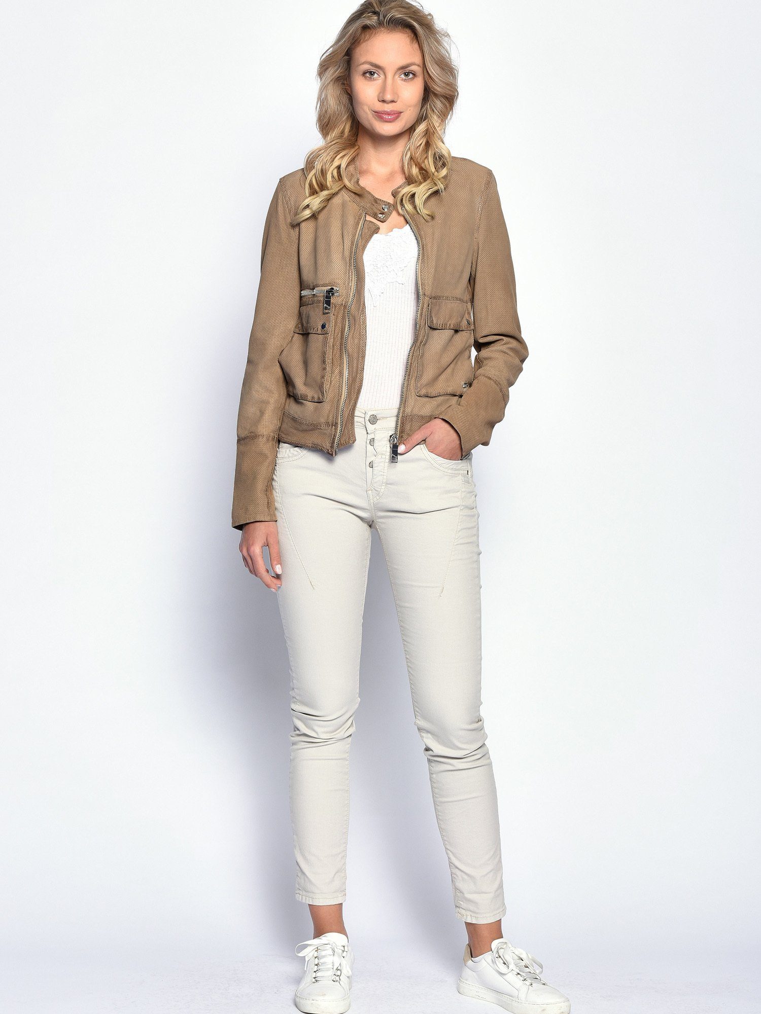 creme Maze Lederjacke Clermont