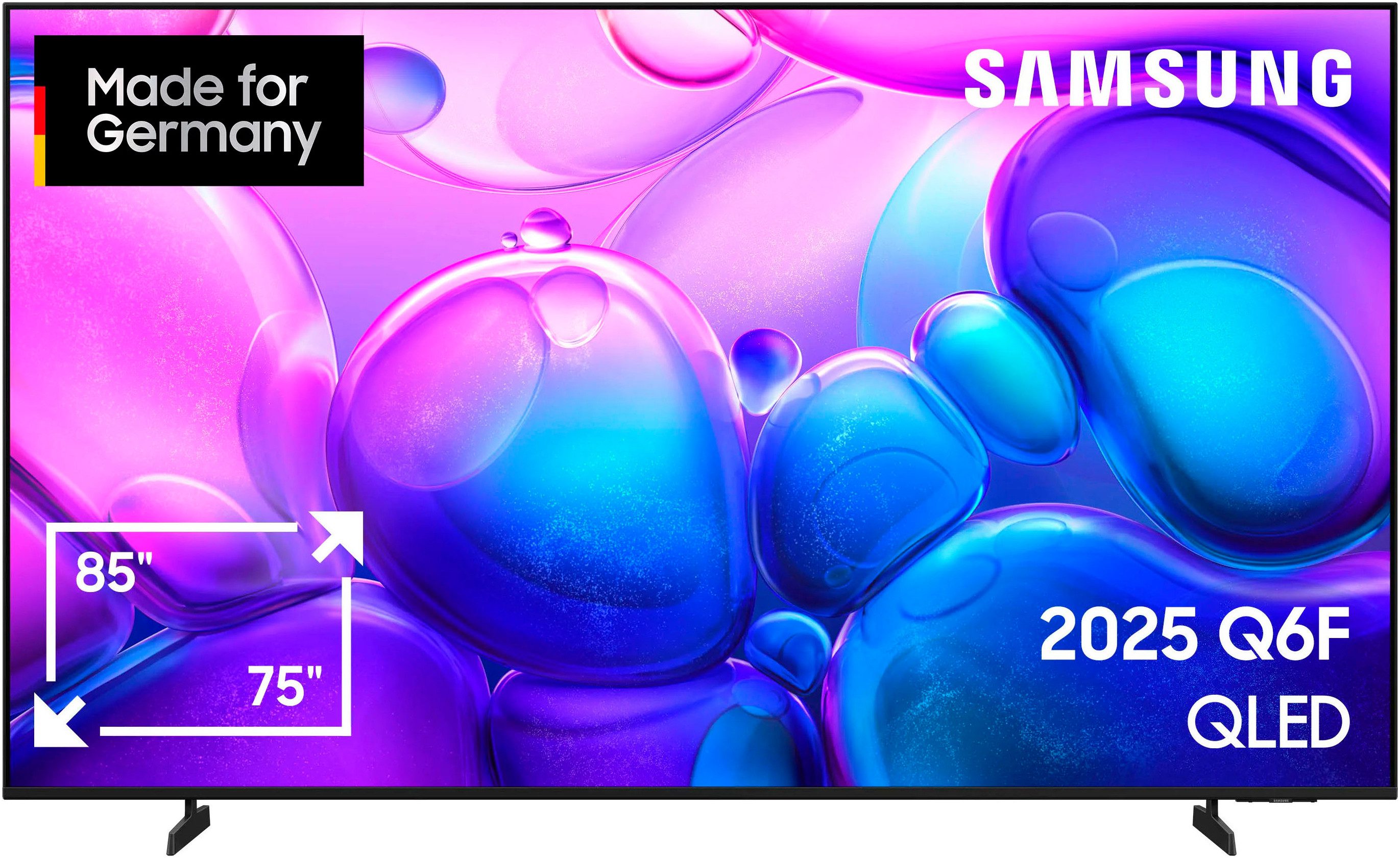 Samsung GQ85Q6FAAU QLED-Fernseher (214 cm/85 Zoll, 4K Ultra HD, Smart-TV, Quantum HDR, Knox Security, Art Store, 3D Sound, Gaming Hub, AI TV)