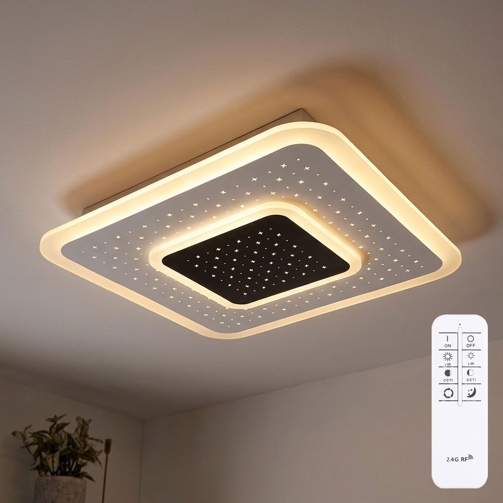 GLOBO LIGHTING LED Deckenleuchte, LED-Leuchtmittel fest verbaut, Kaltweiß, Warmweiß, Neutralweiß, Tageslichtweiß, LED Deckenleuchte Fernbedienung dimmbar CCT Sterneneffekt Nachtlicht