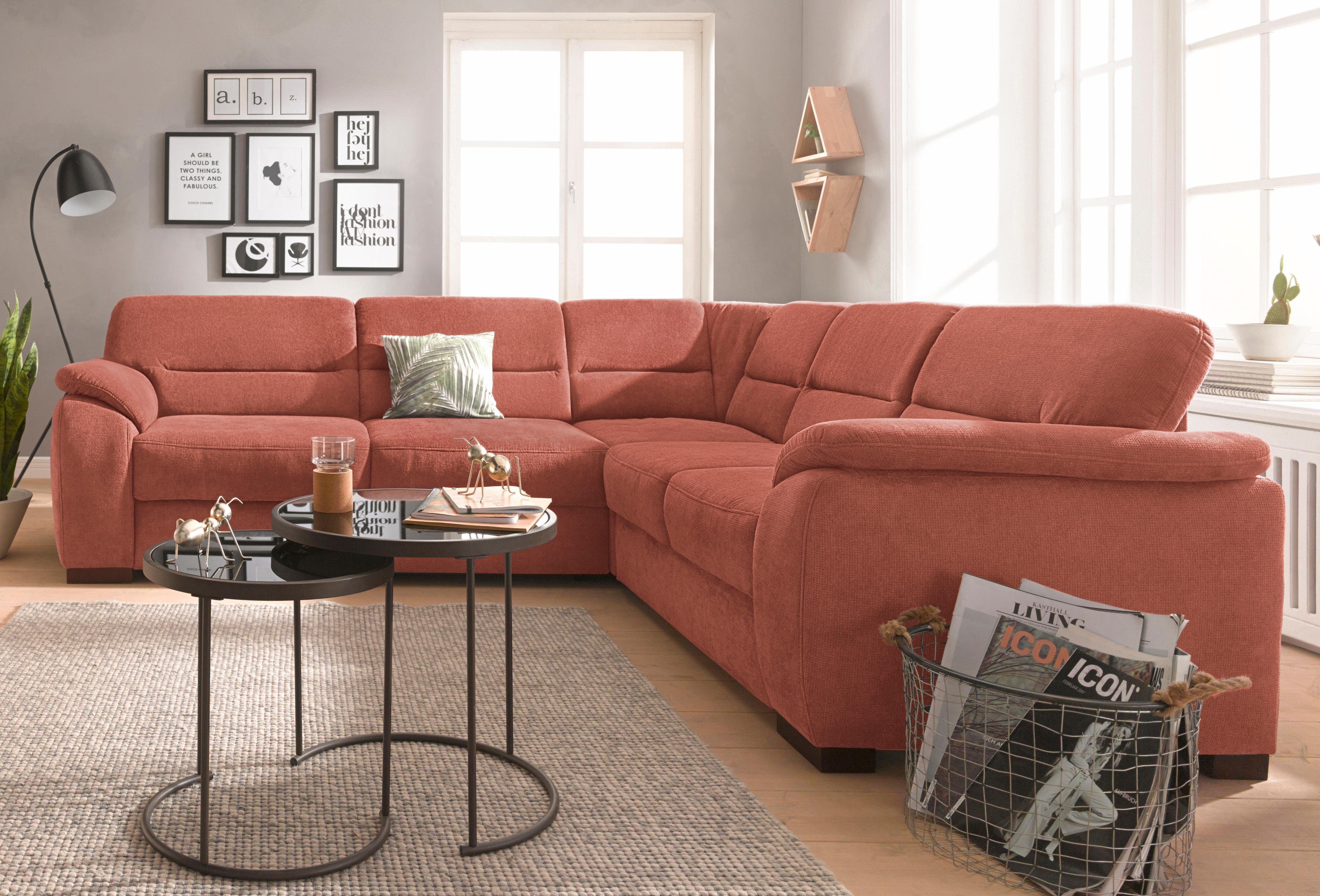 sit&more Ecksofa Montego L-Form, wahlweise mit Bettfunktion und Schubkasten