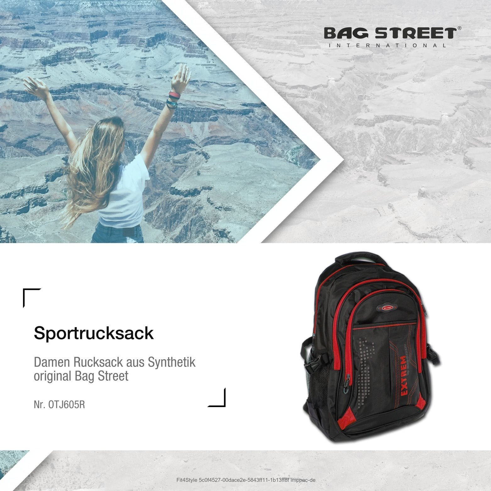 BAG STREET Sportrucksack Bag ca. x Herren Businessrucksack Street schwarz, Sportrucksack, Synthetik, ca. rot 30cm Damen Sporttasche