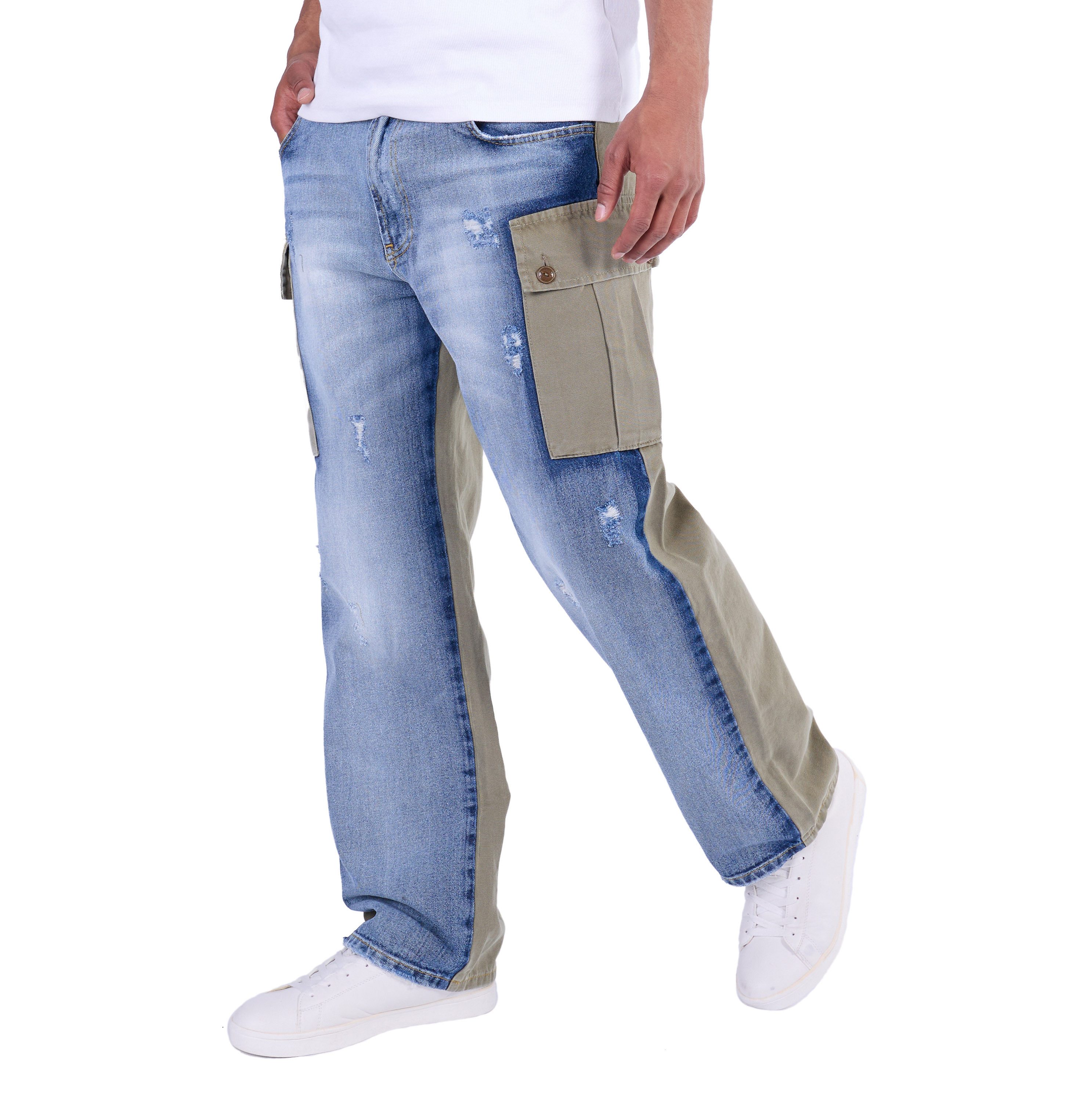 KINGZ Cargohose Baggy Cargohose im Farb-Blocking-Design günstig online kaufen