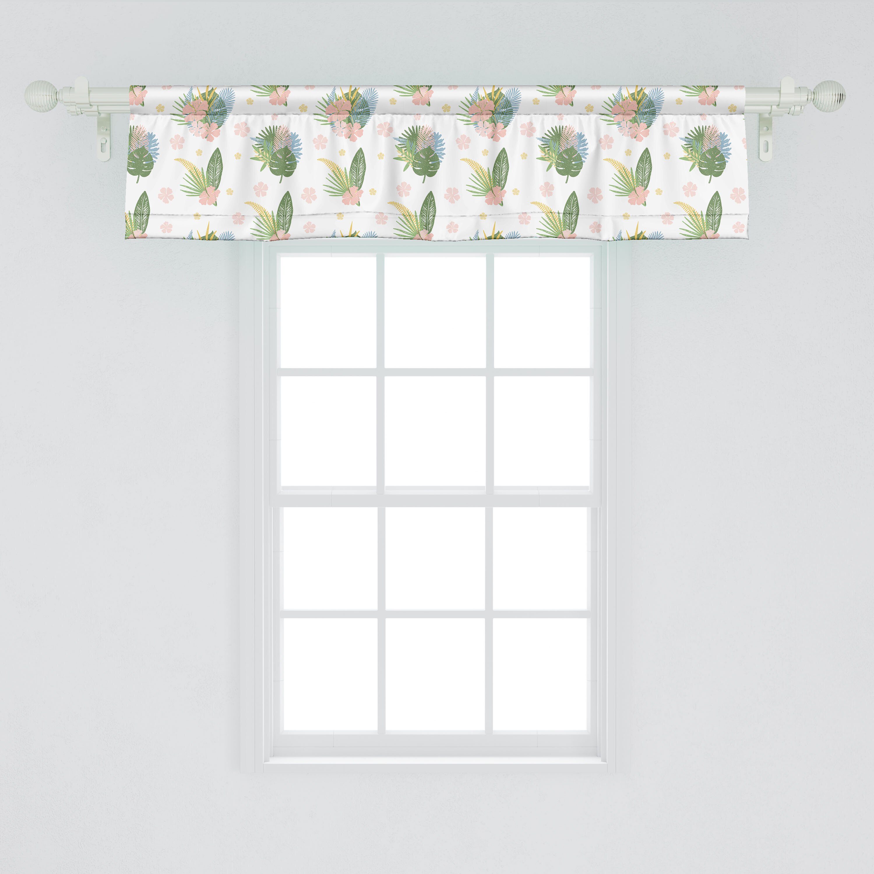 Scheibengardine Vorhang Volant für Tropic Küche Philodendron Stangentasche, Abakuhaus, Sommer Schlafzimmer Dekor mit Microfaser