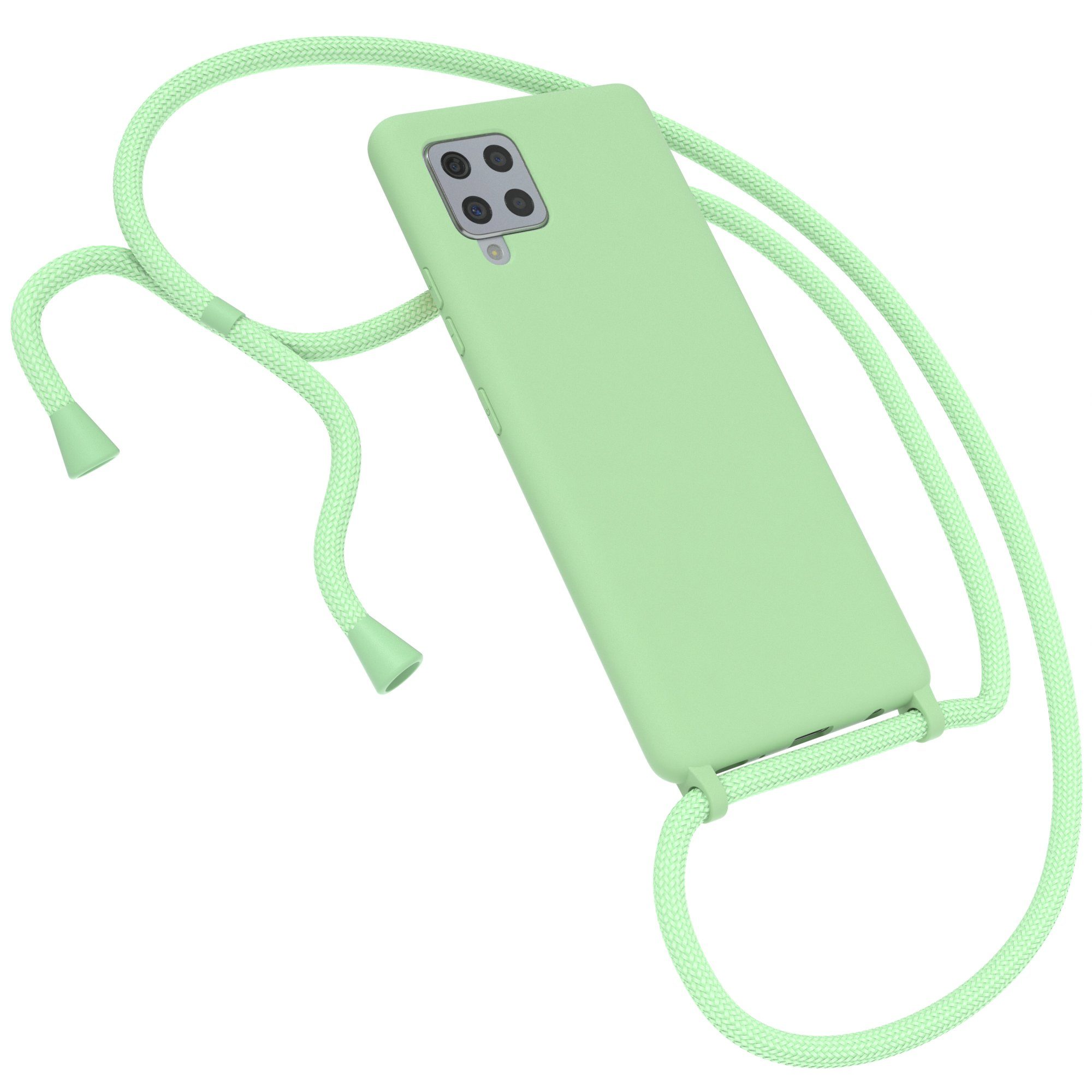EAZY CASE Handykette Silikon Kette für Samsung Galaxy A42 5G 6,6 Zoll, Handy Band Schutzhülle Back Cover Full Color Nacht Grün / Dunkelgrün