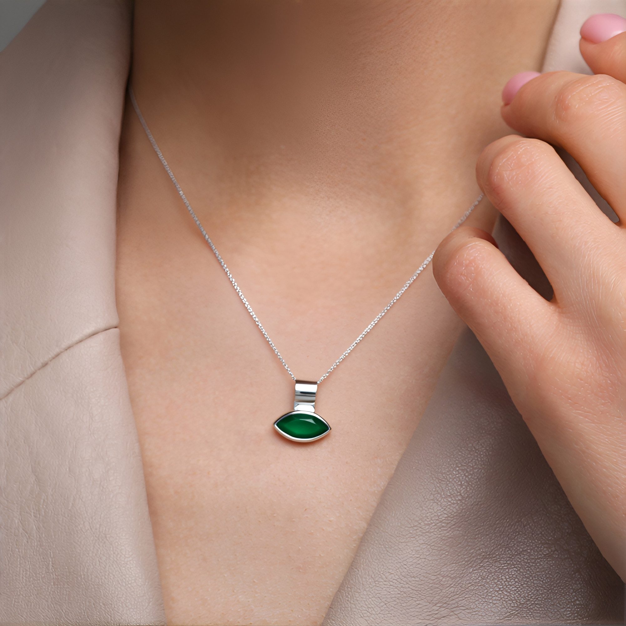 Cavill Kettenanhänger Cavill eleganter Anhänger Grüner Onyx 3,17 ct 925 Sil günstig online kaufen