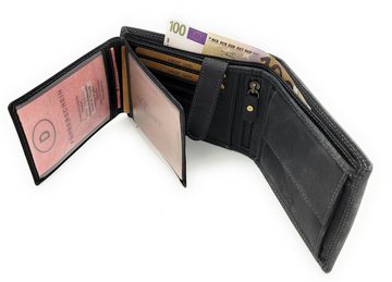 JOCKEY CLUB Geldbörse echt Leder Portemonnaie mit RFID Schutz, Innenriegel, Sichtfächer, Reißverschlussfach