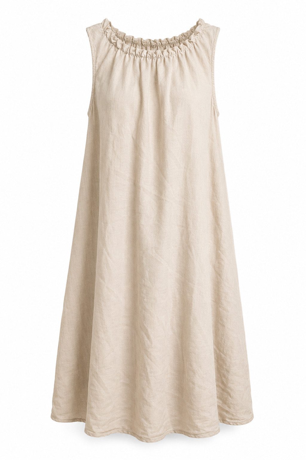 ITALY VIBES Sommerkleid - leichtes Viskosekleid mit gerafftem Kragen - Damen Kleid ONE SIZE - passend für Größen M bis XL