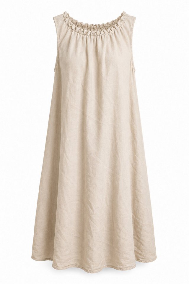 ITALY VIBES Sommerkleid - leichtes Viskosekleid mit gerafftem Kragen - Damen Kleid ONE SIZE - passend für Größen M bis XL