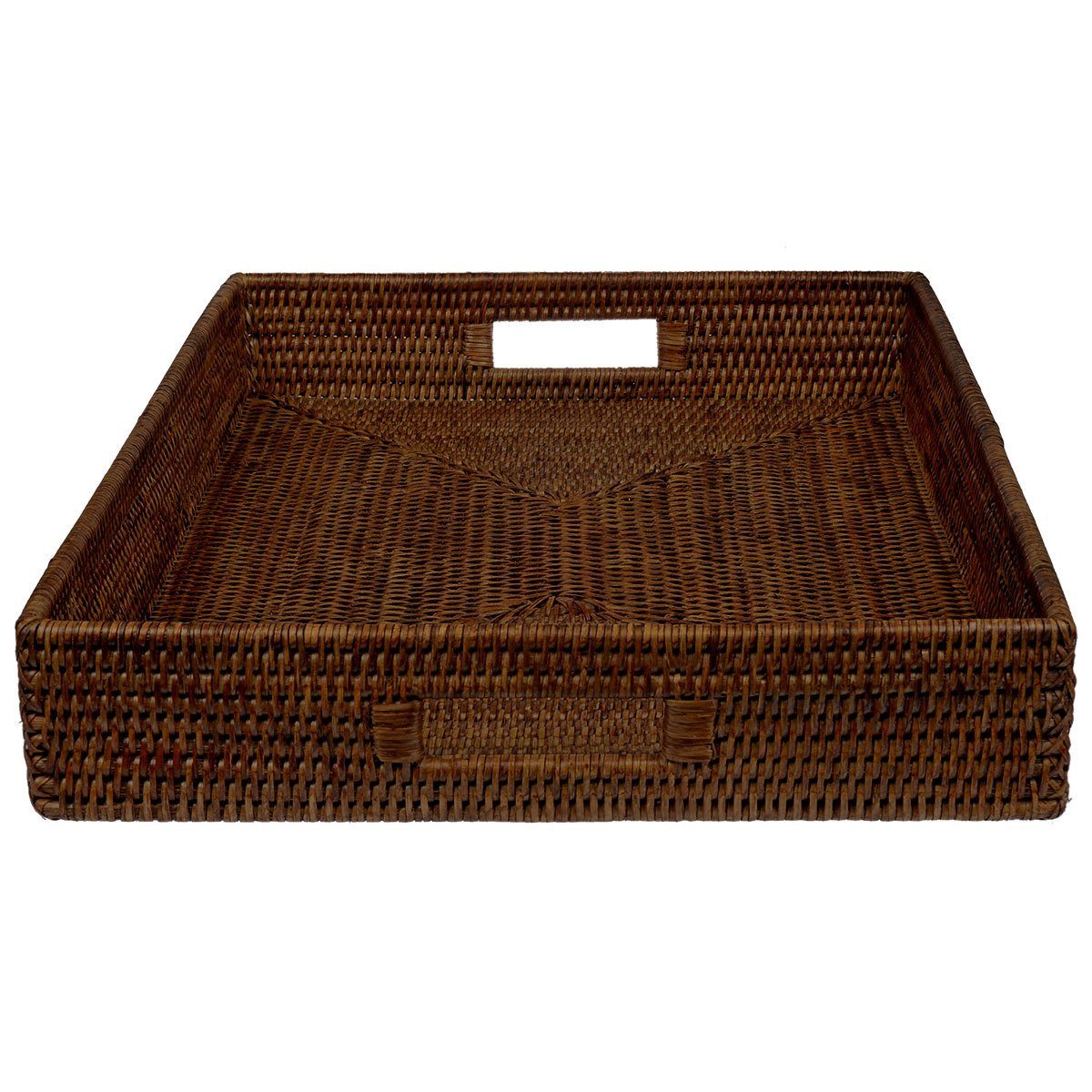 Tablett / Serviertablett Rattan Rechteckig 50x40x8cm mit Griffen & hohem Rand