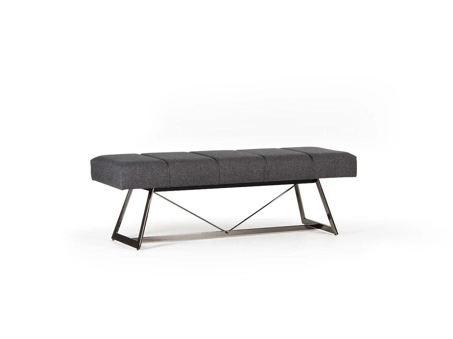 JVmoebel Sitzbank Moderner Hocker in Grau aus Textil und Edelstahl (1-St., Sitzbank), Made in Europa