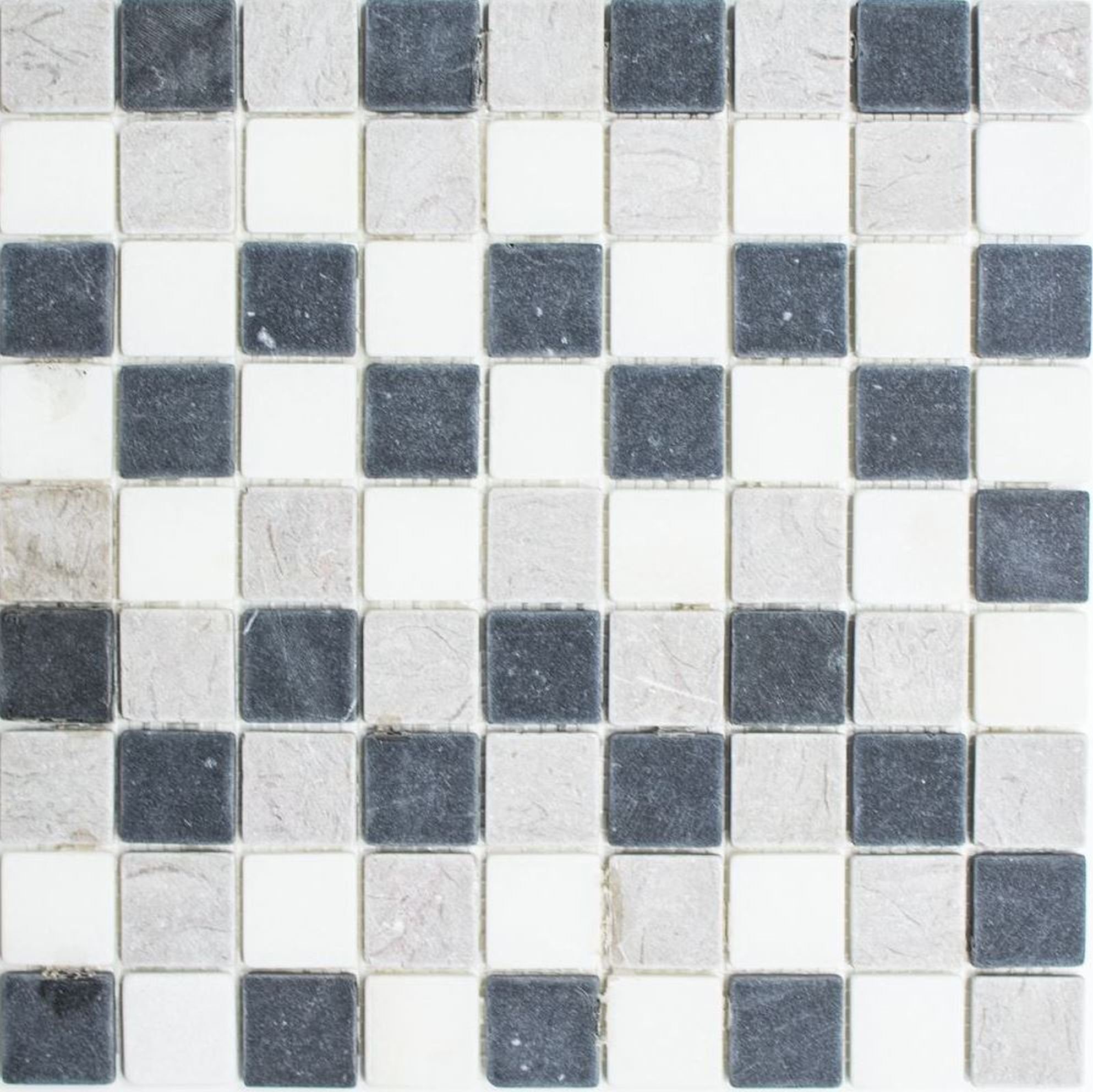 Mosani Mosaikfliesen Marmor Mosaik Fliese Naturstein beige grau schwarz Wand