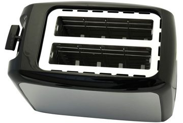 DESKI Toaster Toaster 750 Watt Edelstahl Schwarz mit Brötchenaufsatz