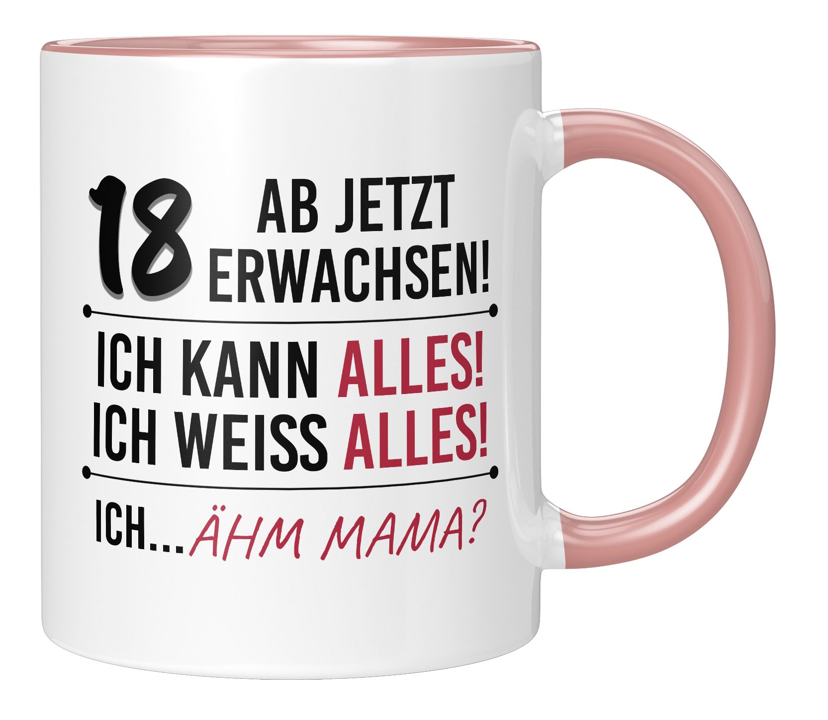 Geschenk jetzt 18 TassenTicker zum Geburtstag - TassenTicker erwachsen! - Tasse Ab Rosa