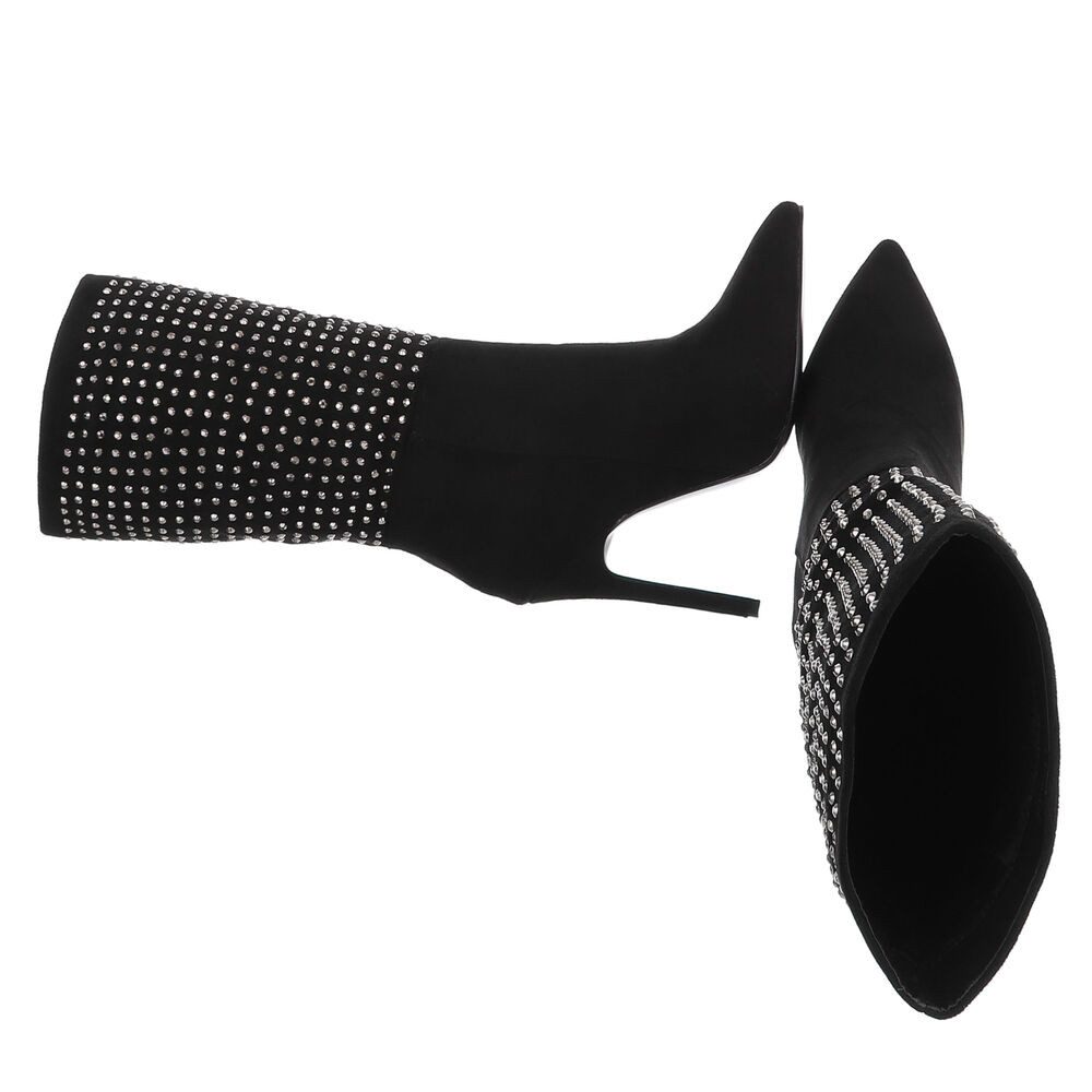 Ital-Design Glamouröse Stiefel mit Glitzer-Akzenten für besondere Anlässe High-Heel-Stiefel (78209767) Pfennig-/Stilettoabsatz High-Heel Stiefel in Schwarz
