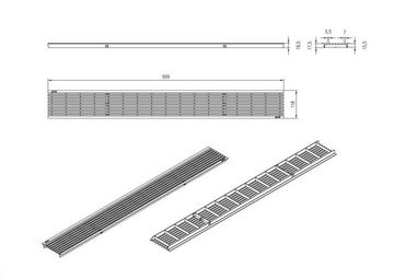 Xanie Regenrinne 1m ACO Hexaline 2.0 Entwässerungsrinne mit Edelstahl Längsstab Stegrost Ablauf horizontal Bodenrinne Terrassenrinne, 6-St., flexibles System einfacher Einbau