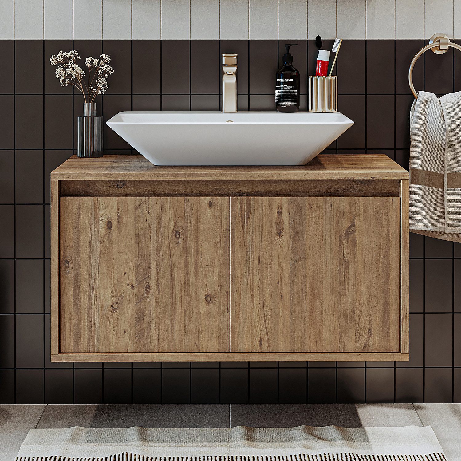 Roomart Badmöbel-Set, (Badezimmermöbel ATLANTIC 85cm in 4 Farben Unterschra günstig online kaufen