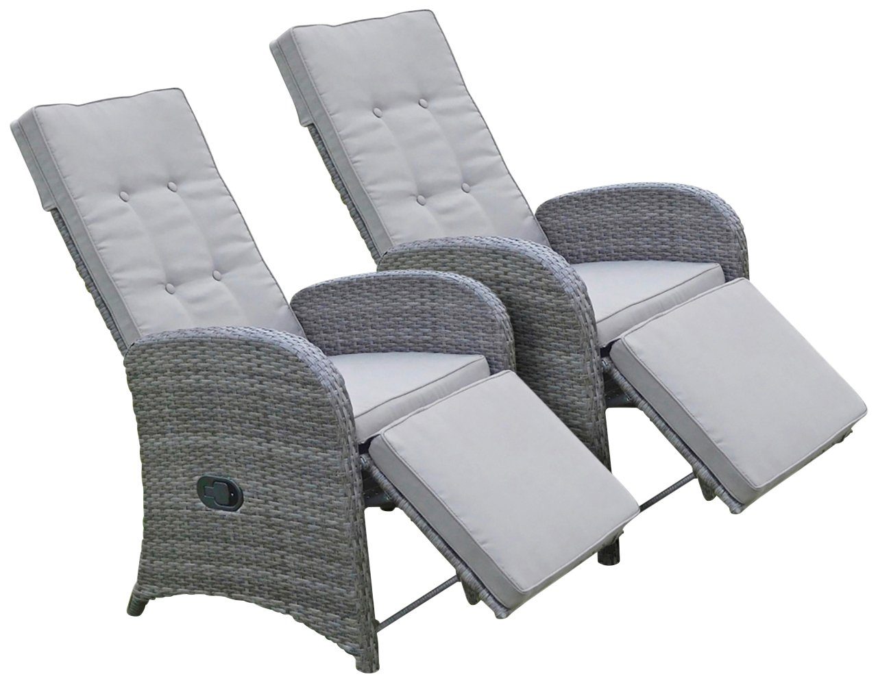 Garden Pleasure Loungesessel SALERNO (Set, 2-St), Polyrattan, verstellbar, inkl. Auflagen, grau | Loungesessel