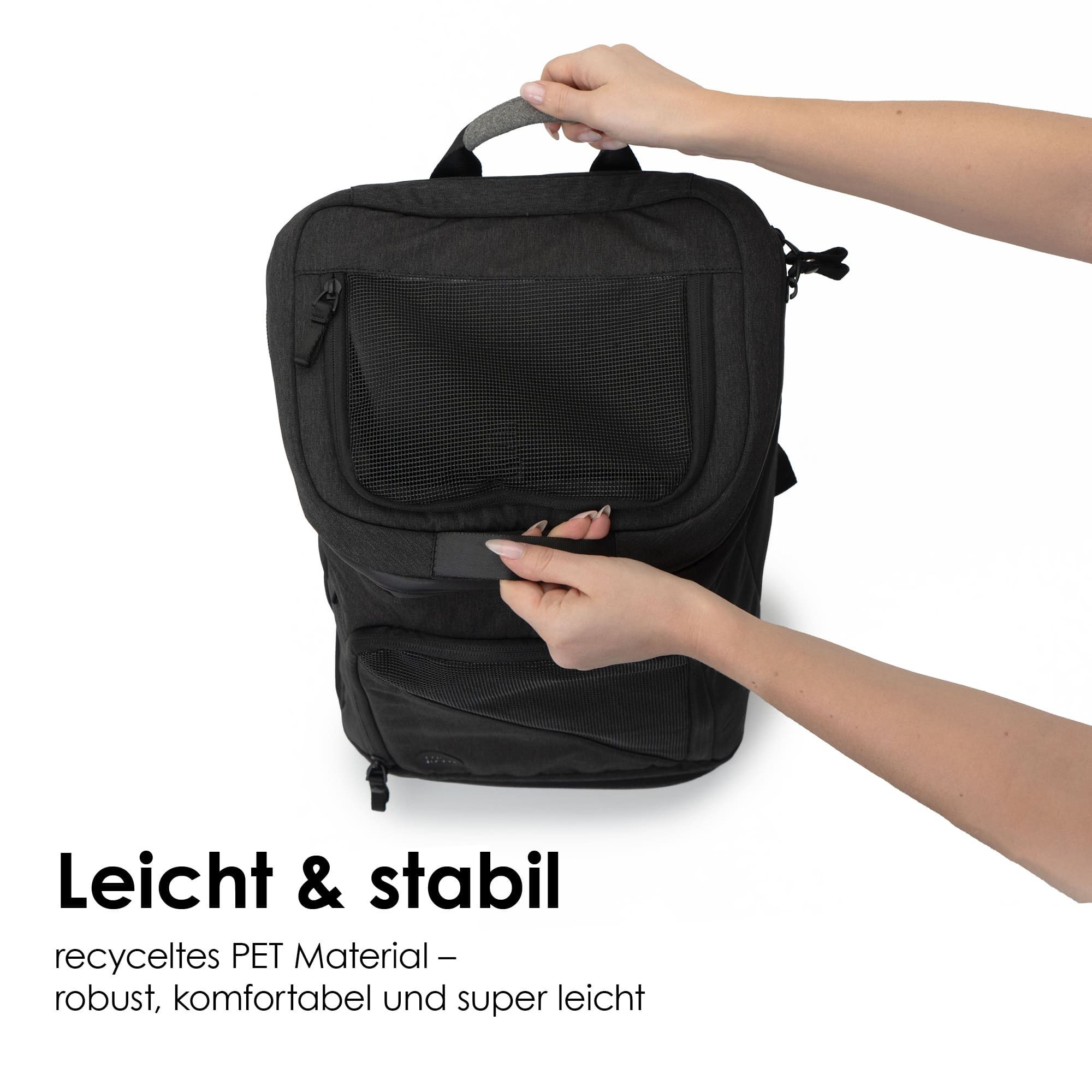 LucyBalu Tiertransporttasche Katzenrucksack mit Fenster zum Katzentransport aus recyceltem Material bis 10,00 kg