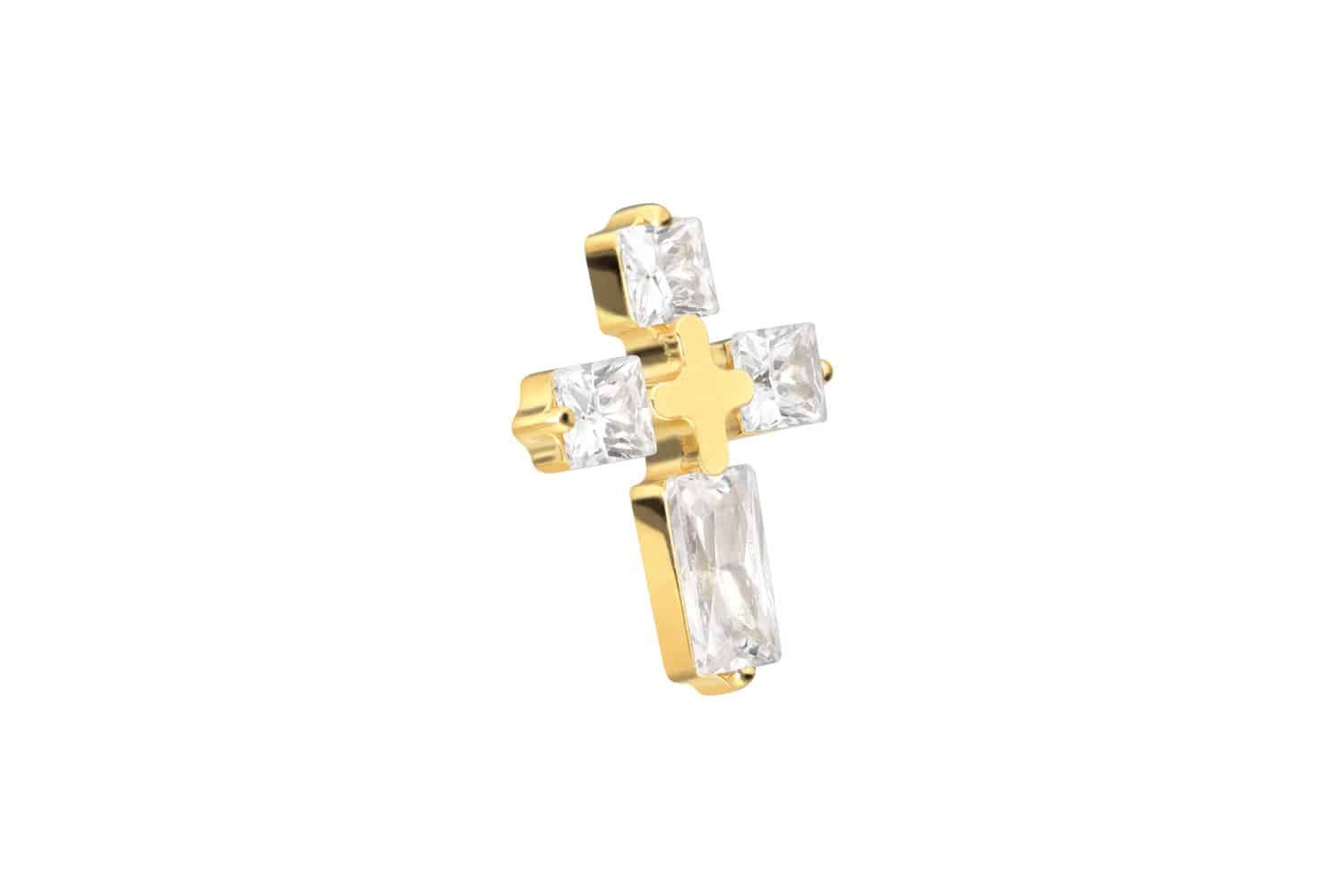 Piercing-Set Titan Schraubaufsatz mit Außengewinde KRISTALLKREUZ