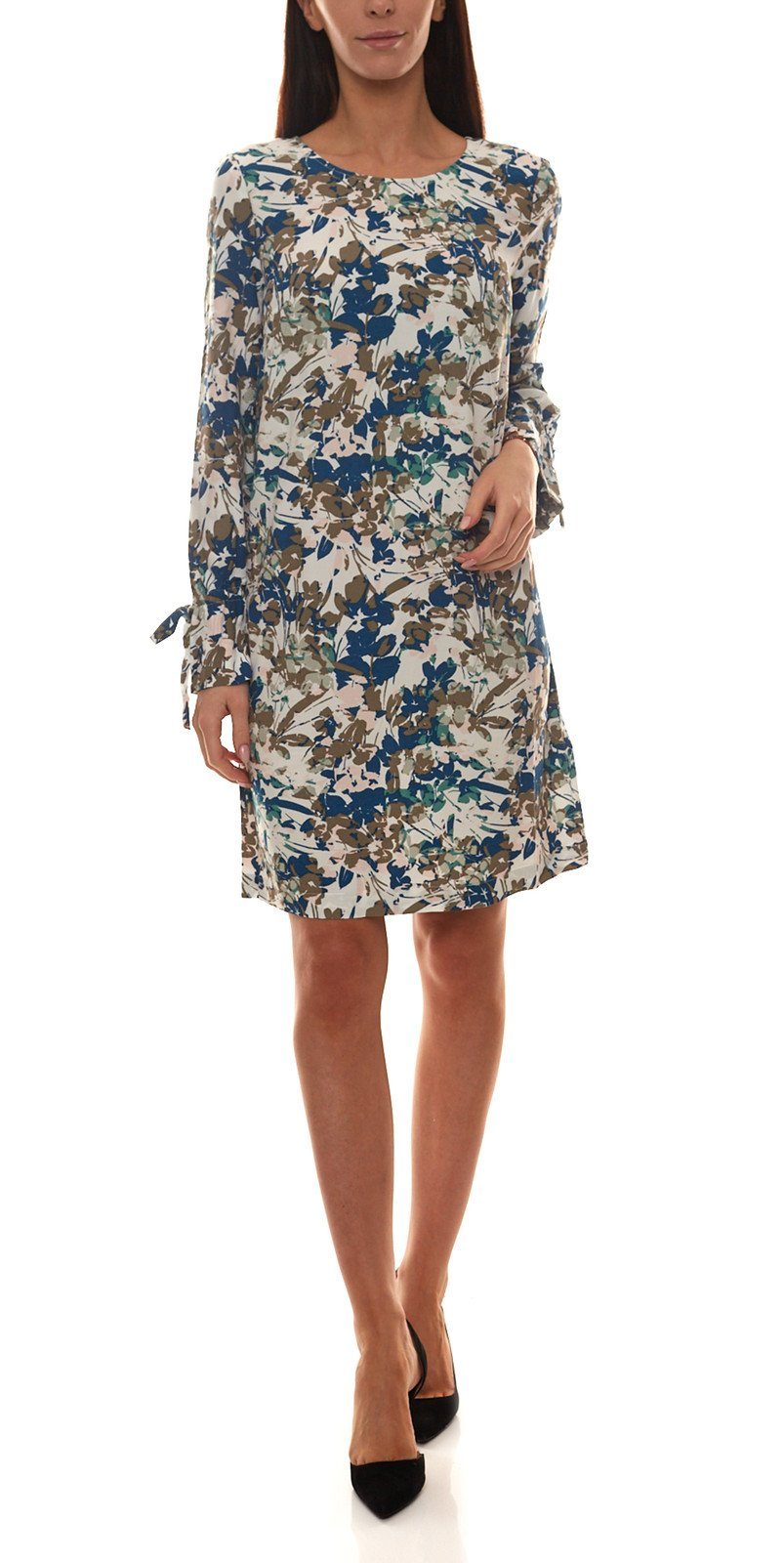 TOM TAILOR Druckkleid »TOM TAILOR Kleid farbenfrohes Damen Druck-Kleid  Sommer-Kleid mit Bindebanddetail Weiß« online kaufen | OTTO