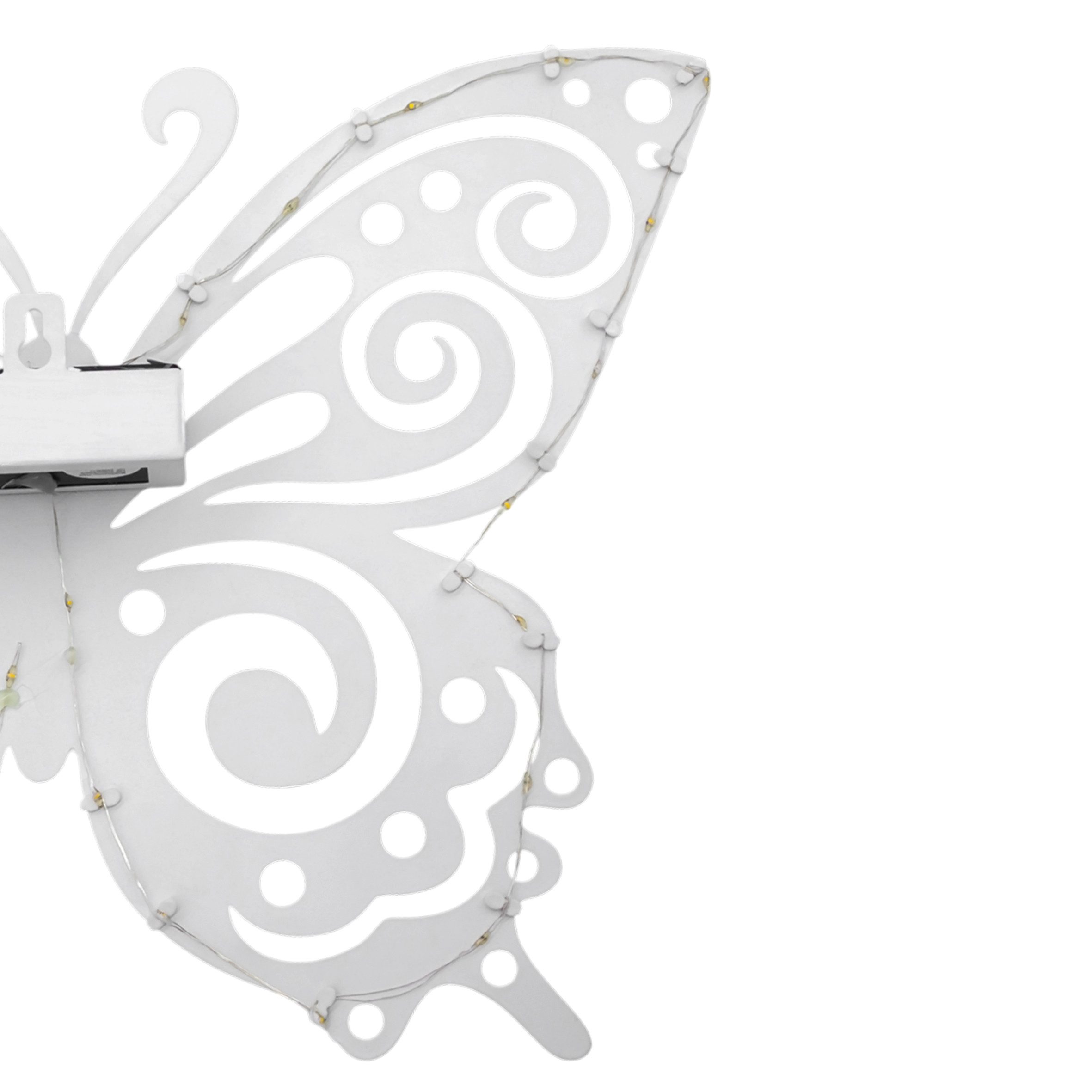 Spetebo Wandbild Solar Wandbild Schmetterling weiß mit 30 LED, Schmetterling (34 x 27 cm, 1 St), Mit Einschaltautomatik bei Dämmerung – Bild 4 von 5