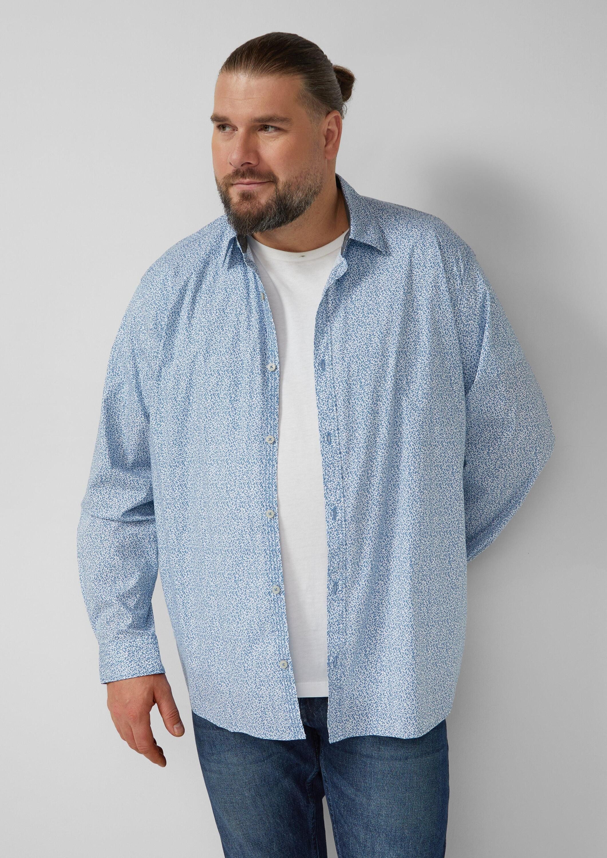 s.Oliver Langarmhemd Hemd Hemd aus Baumwollstretch mit All-over-Print günstig online kaufen